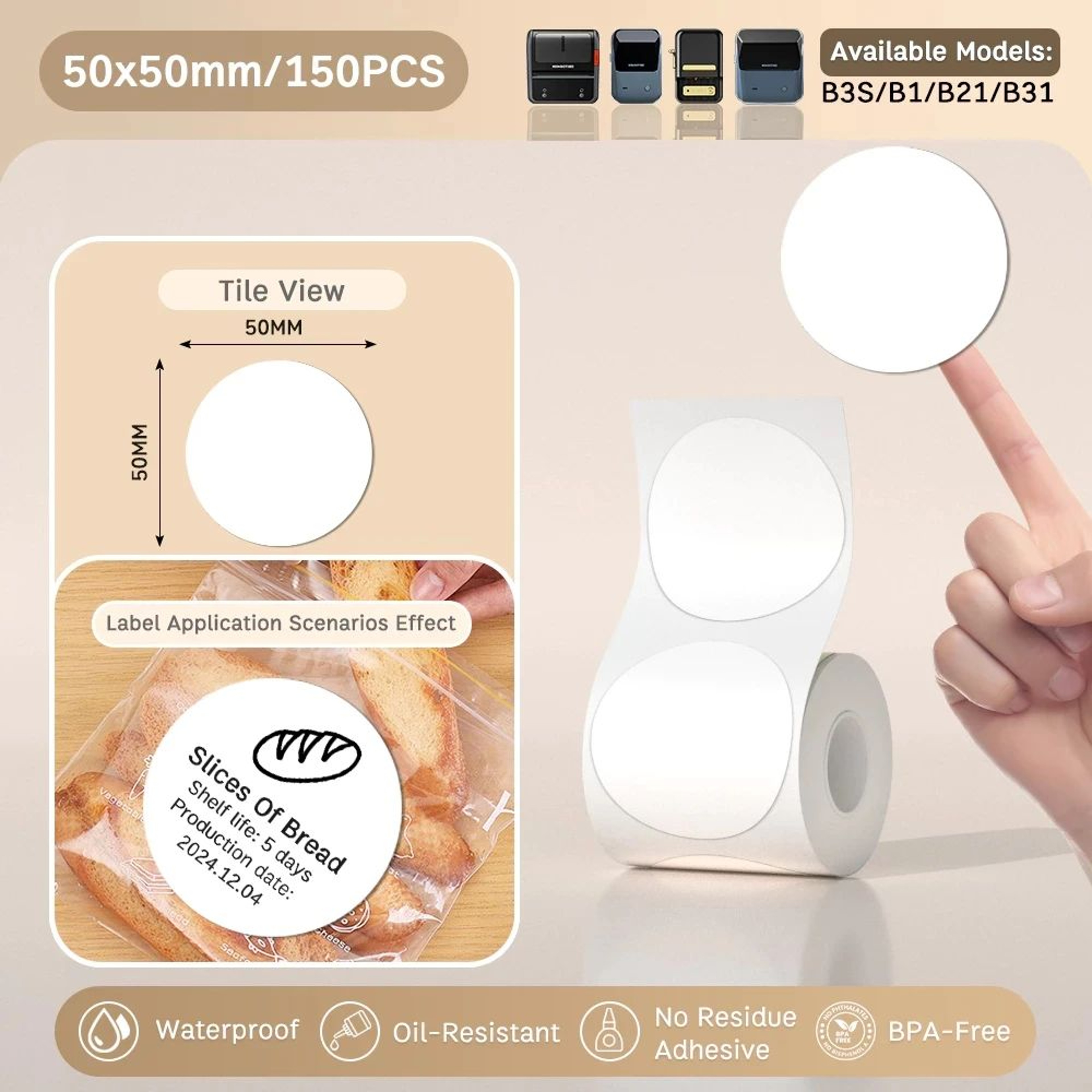 White Thermal Label Sticker Paper 2050mm SelfAdhesive Printable Labels For B1 B21 B3S Printers 9