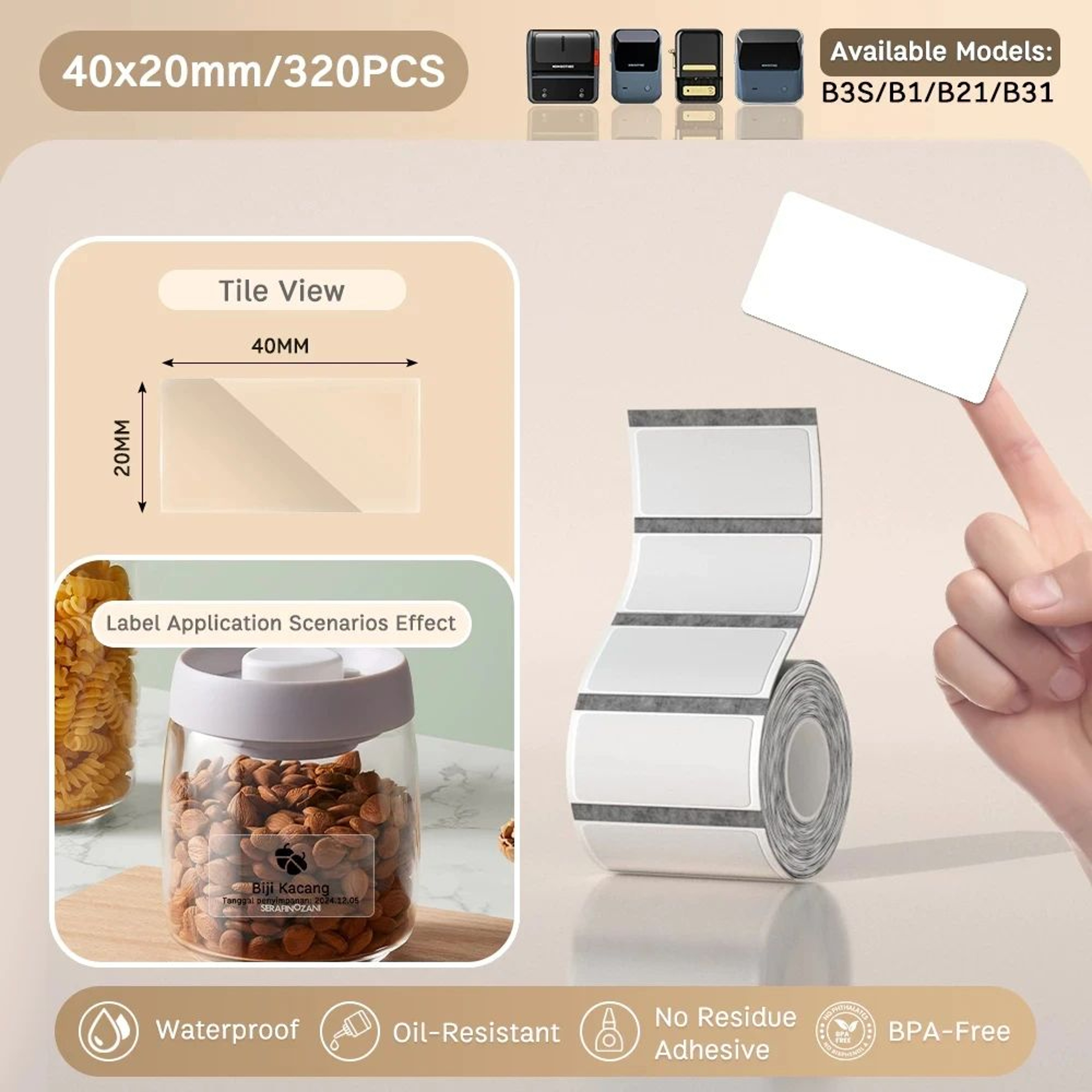 Transparent Waterproof Thermal Label Stickers Round And Square For B21 B1 B3S Printers 7