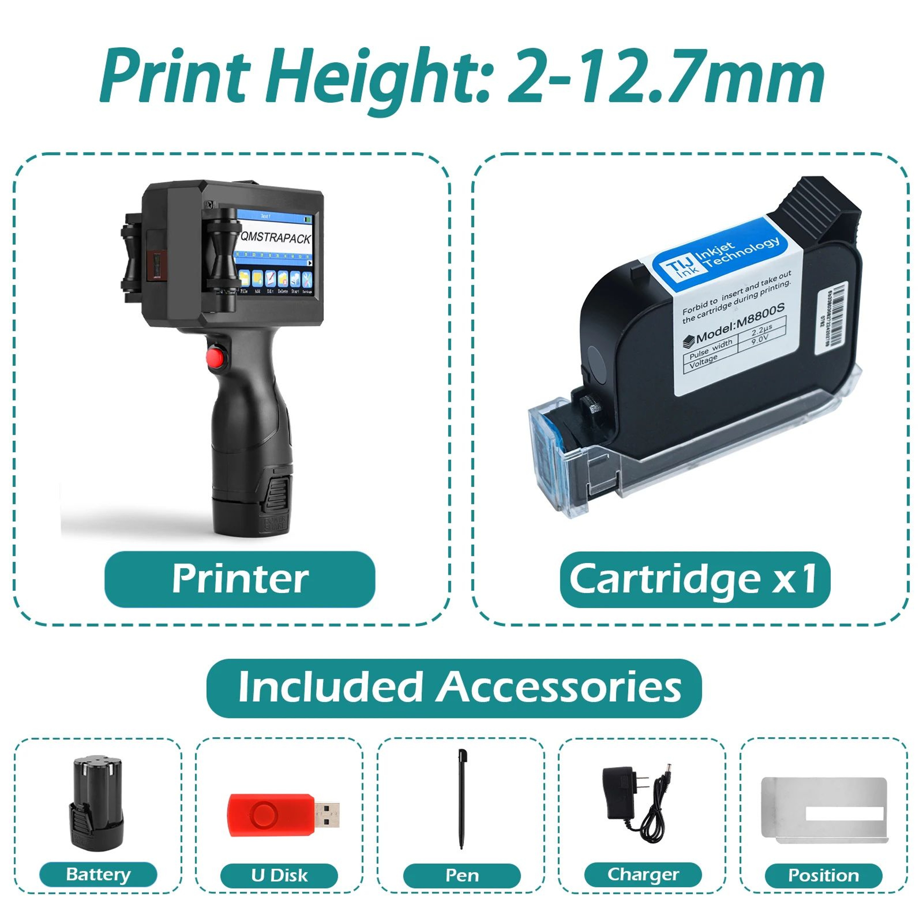 127mm Handheld Inkjet Printer For QR Codes Barcodes And Date Marking 9