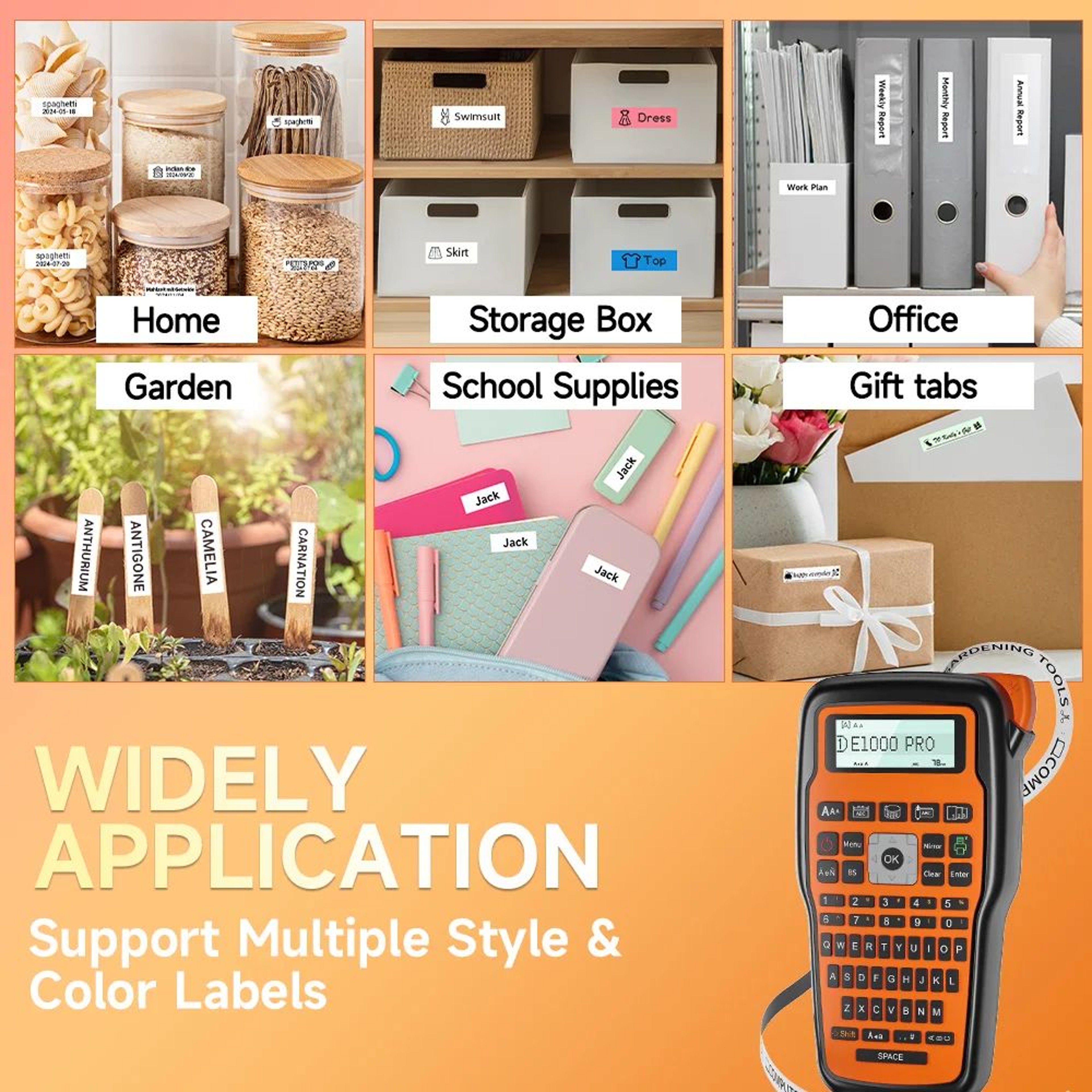 E1000 Portable QWERTY Label Maker With Heat Shrink Tube And TZe Tape Support 3