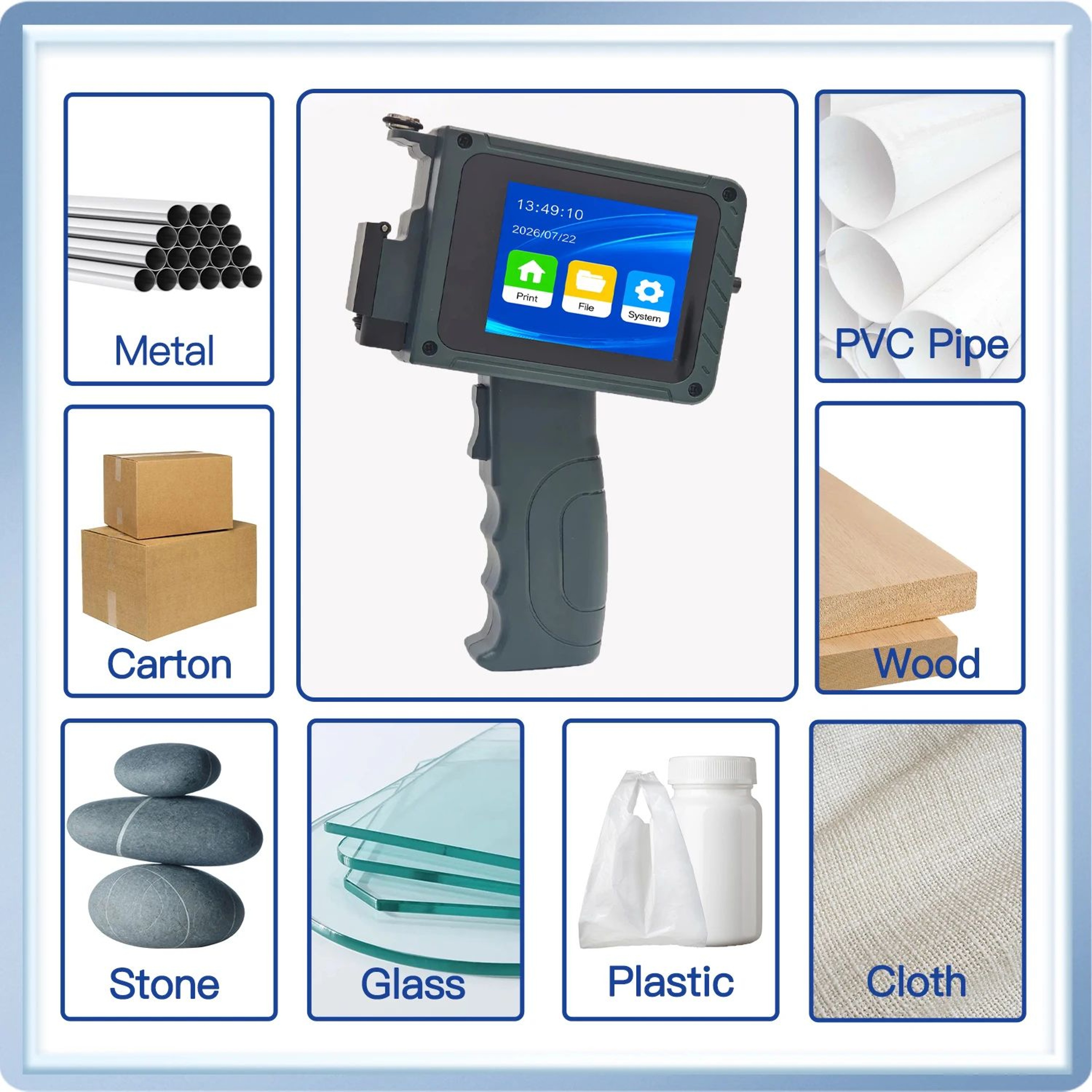 Portable 127mm Handheld Inkjet Printer For QR Codes Barcodes Logos And Date Printing 4