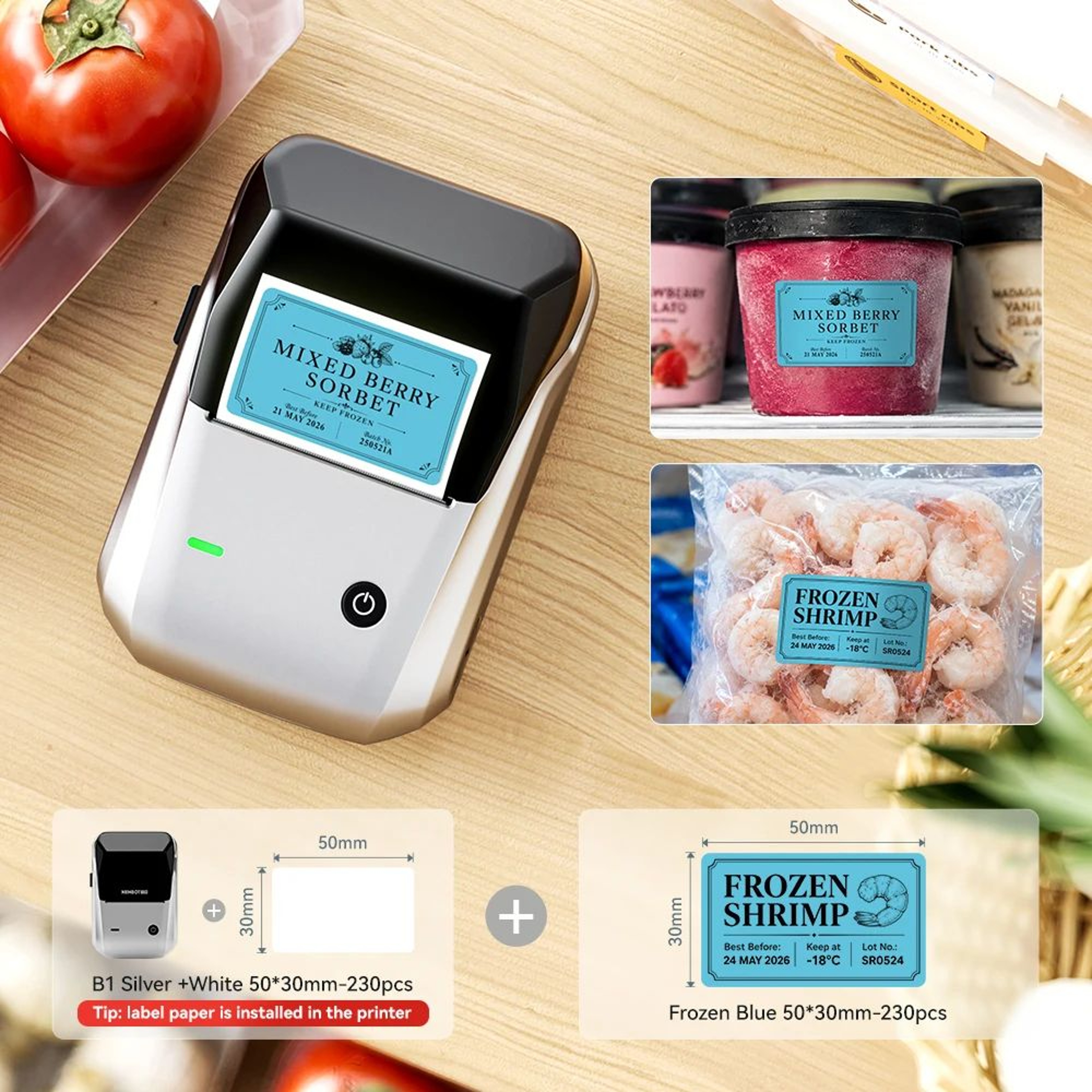 B1B21 Wireless Bluetooth Label Maker With Freezer Labels For Kitchen And Food Storage 12
