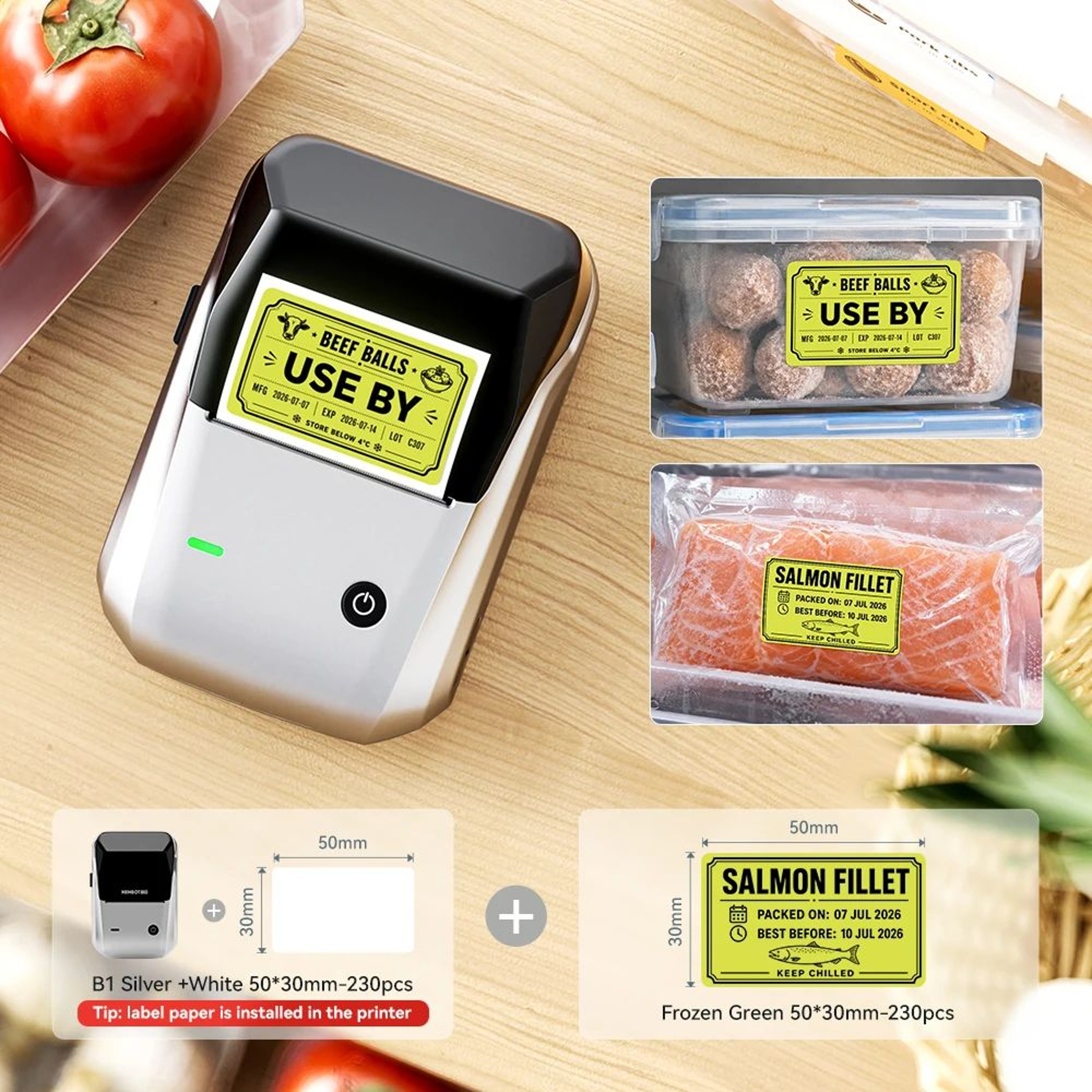 B1B21 Wireless Bluetooth Label Maker With Freezer Labels For Kitchen And Food Storage 13