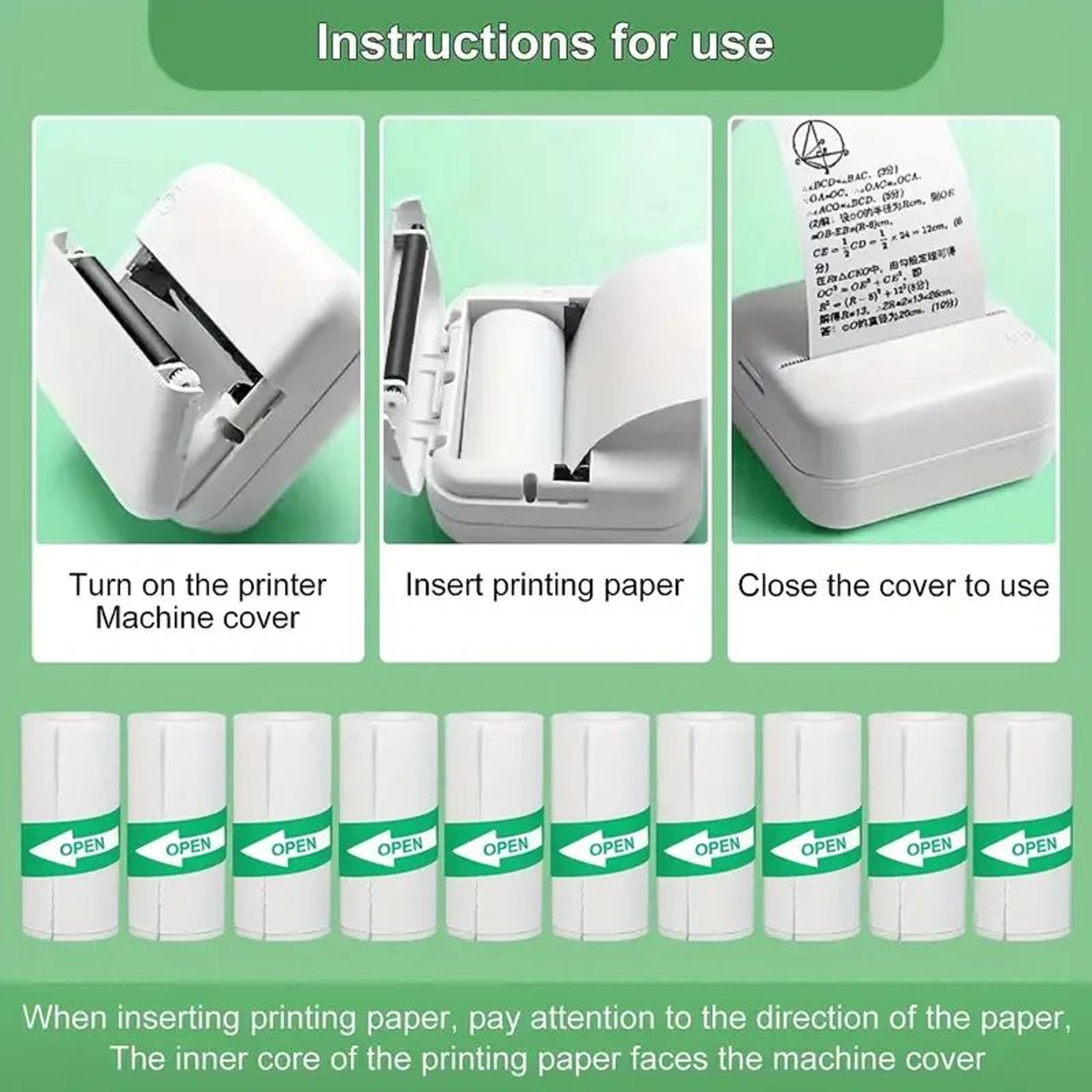 10 Rolls White SelfAdhesive Thermal Sticker Paper 57mm For Mini Photo Printers 1