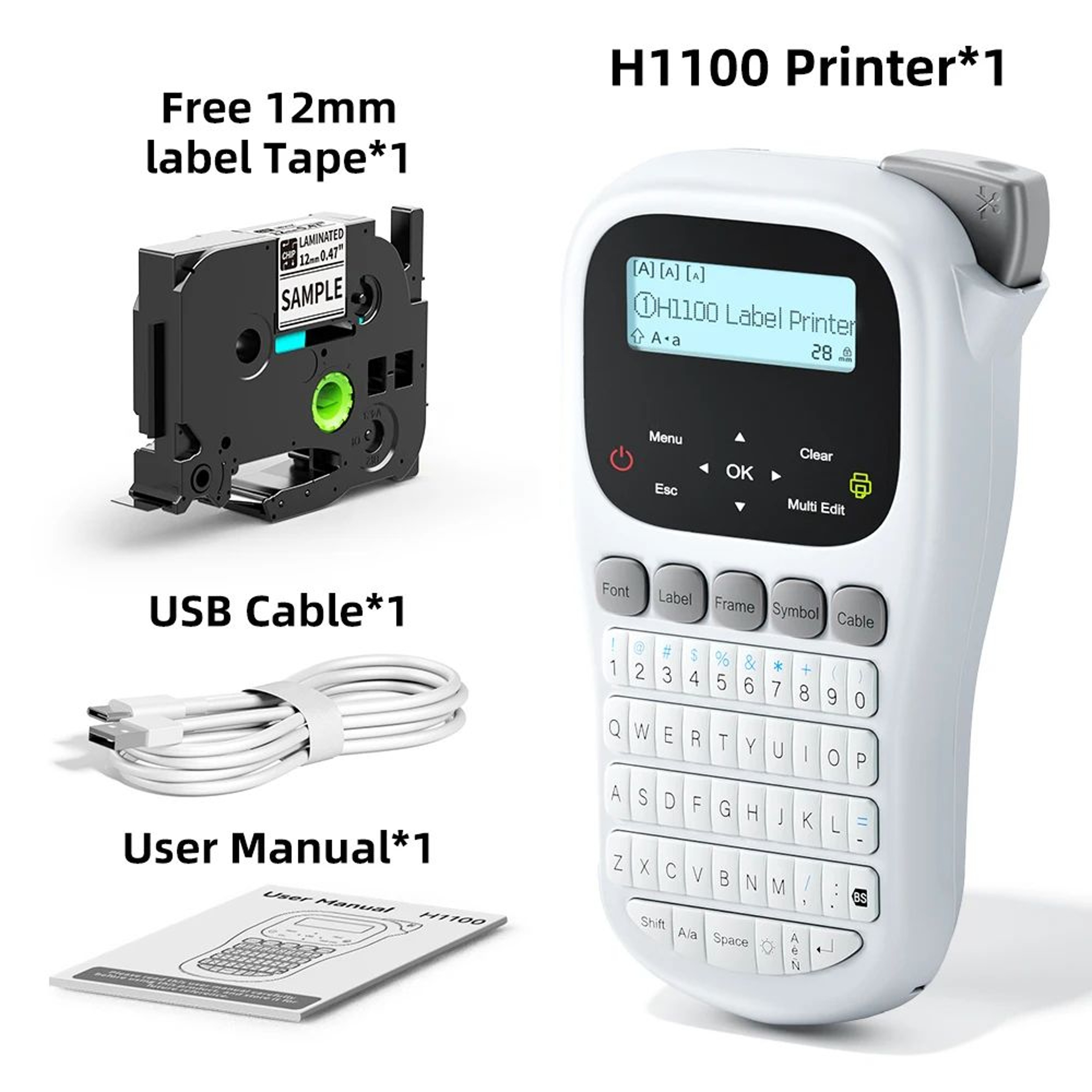 H1100 Portable Handheld Label Maker With Backlit Screen And Keyboard 8