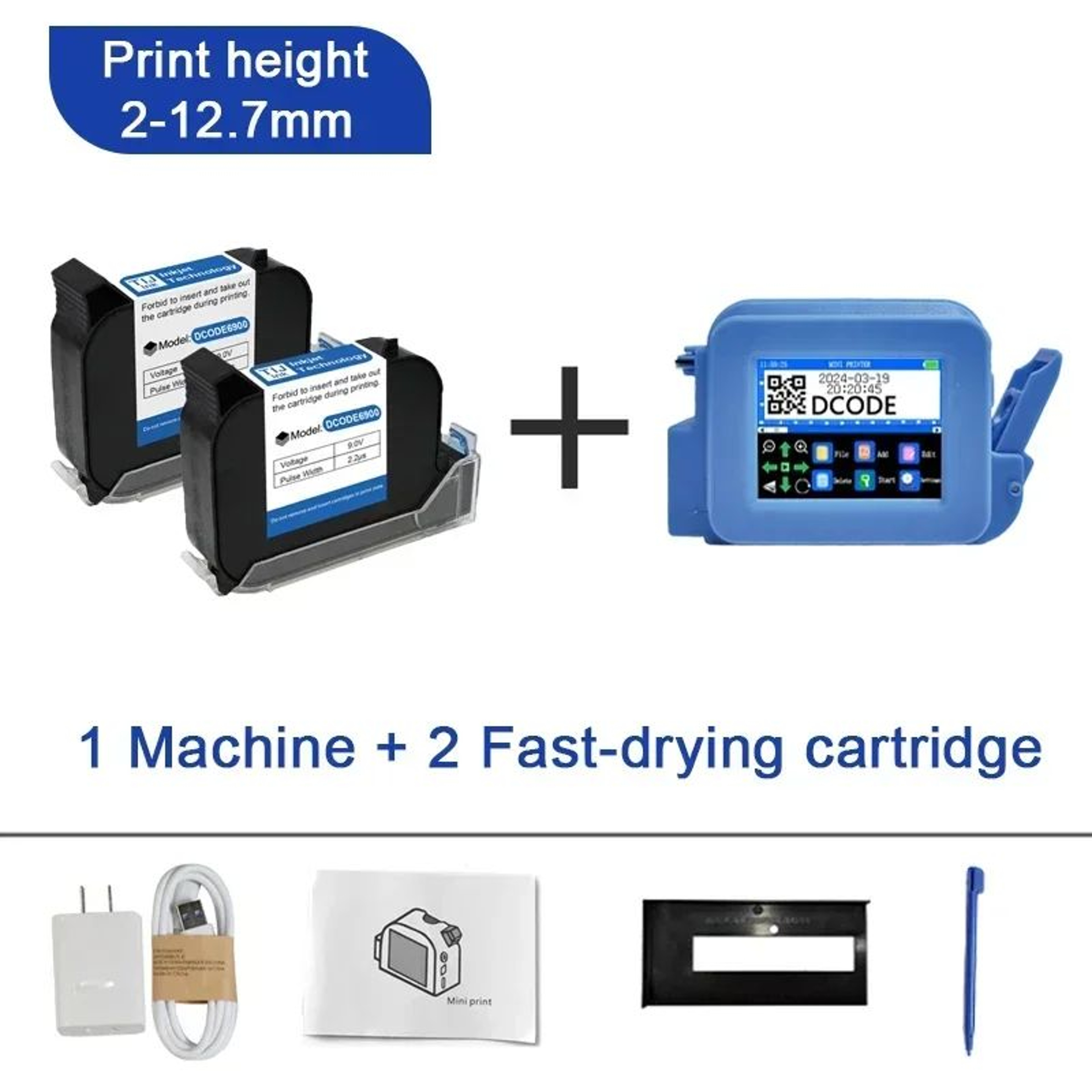 Mini 127mm Handheld Inkjet Printer For Portable Barcode QR Code And Batch Date Printing 8