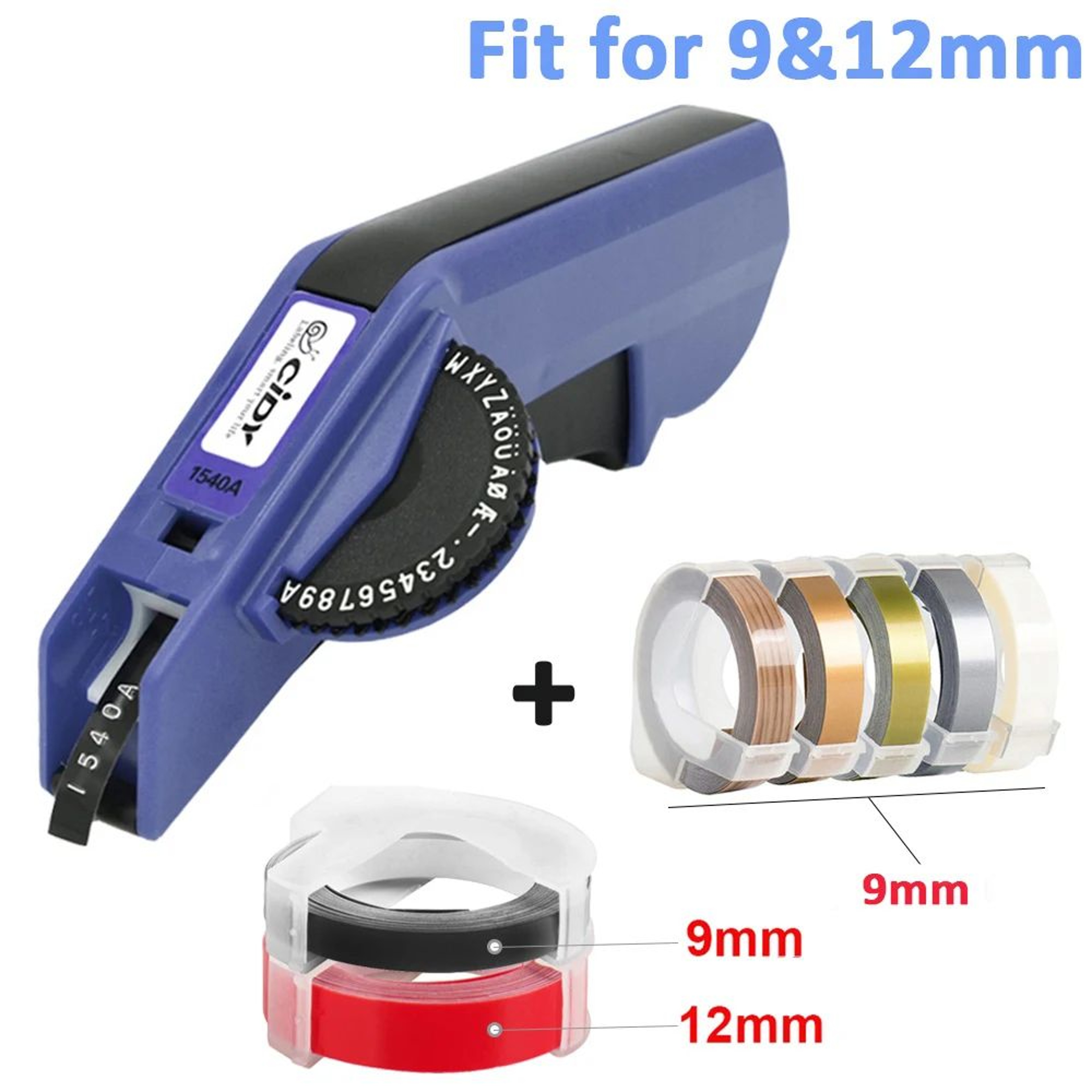 Manual 3D Embossing Label Maker With 9mm And 12mm Tape Compatibility 12