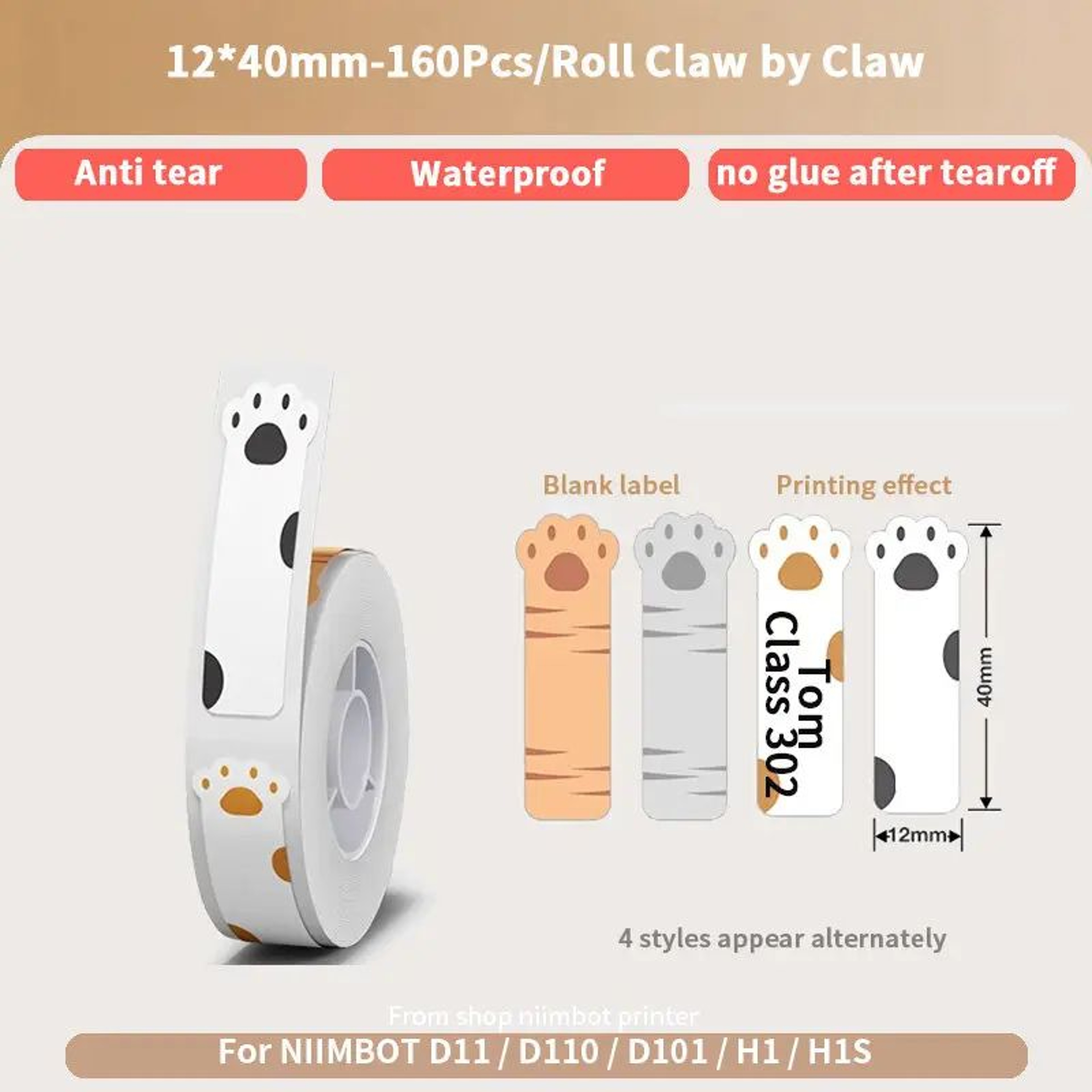 Waterproof Thermal Label Stickers For D11 D110 Mini Printers  1 Roll 13