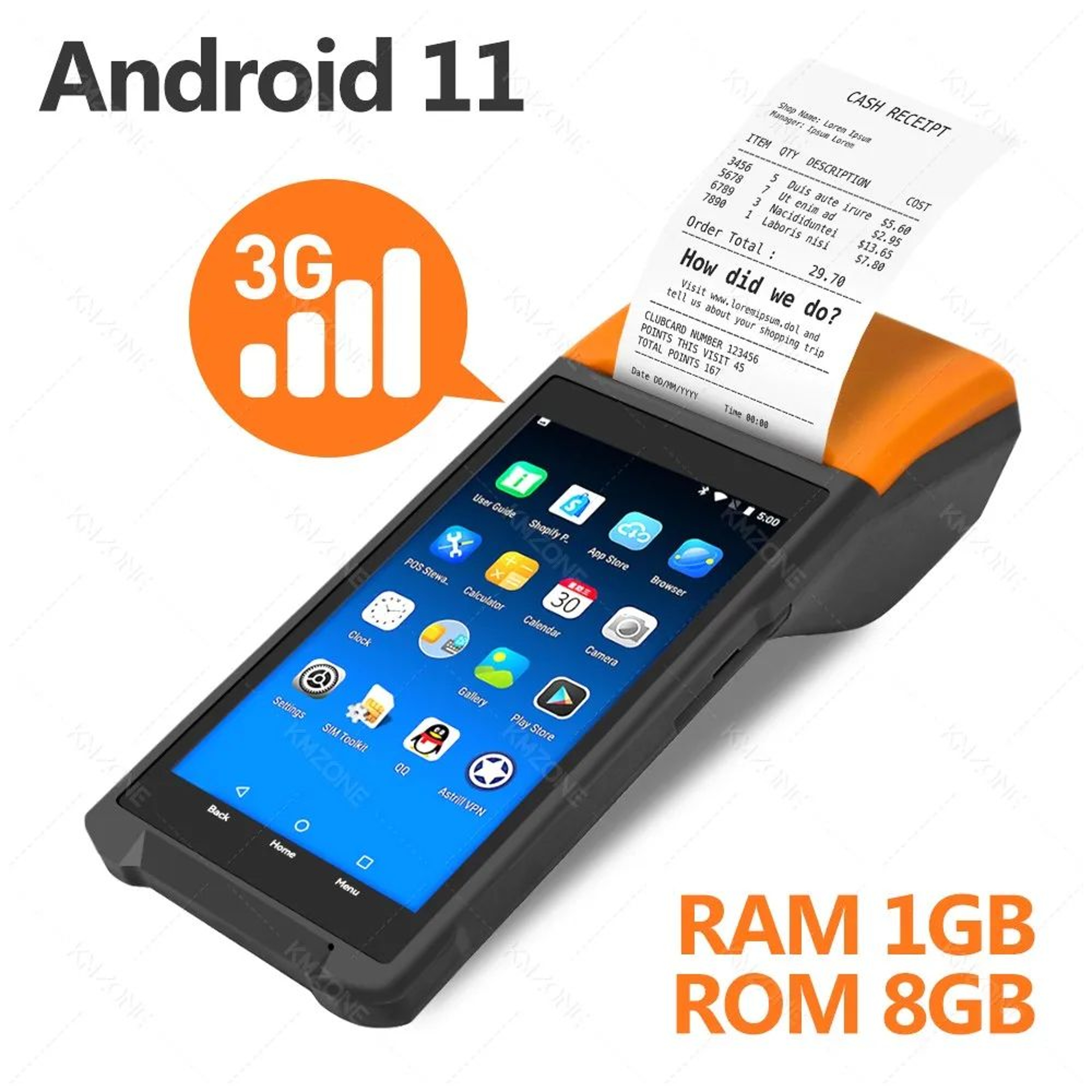 Android POS Terminal With 5 Inch Touchscreen And 58mm Bluetooth Thermal Receipt Printer 6