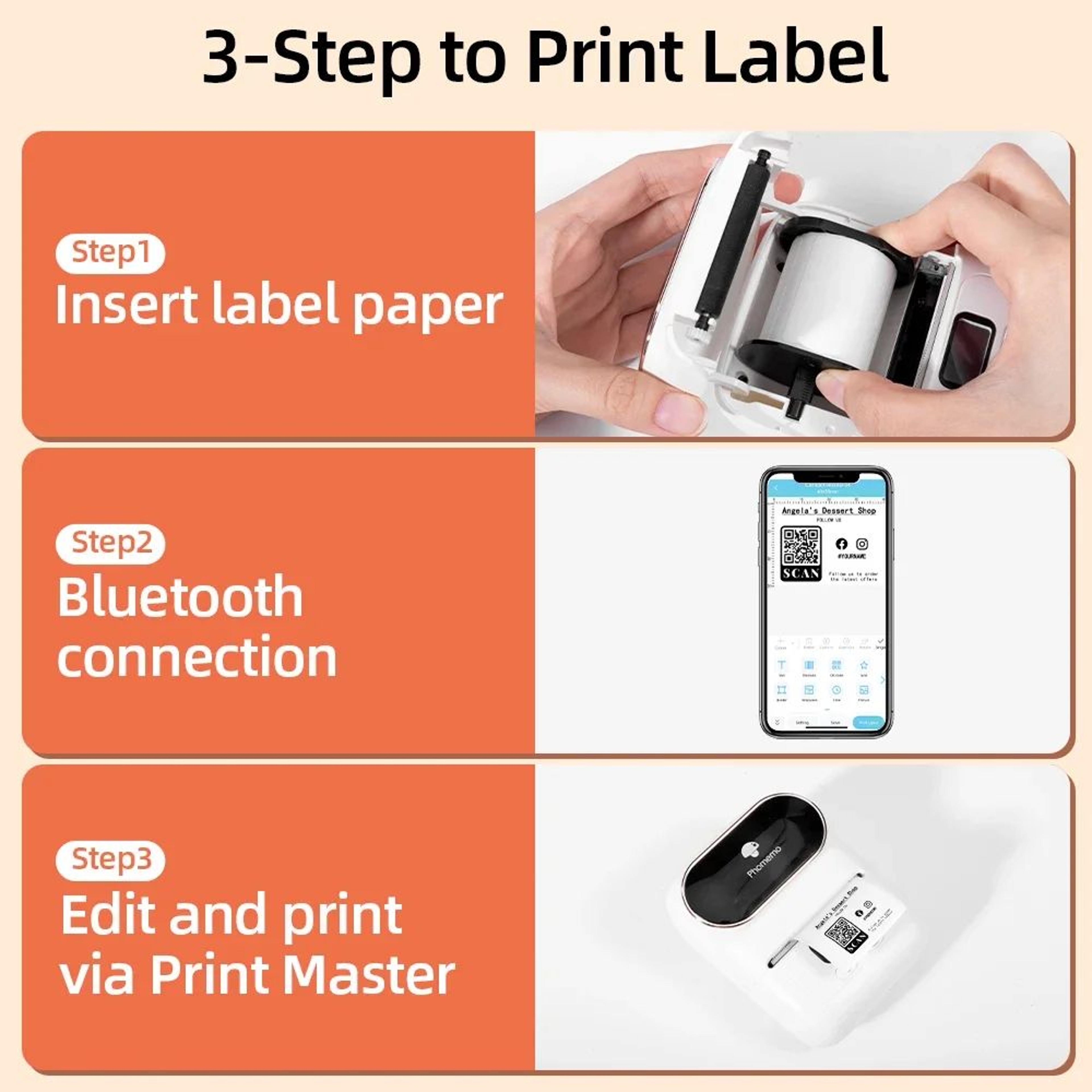 Waterproof White Thermal Sticker Labels For M110M220 Portable Label Printers 5
