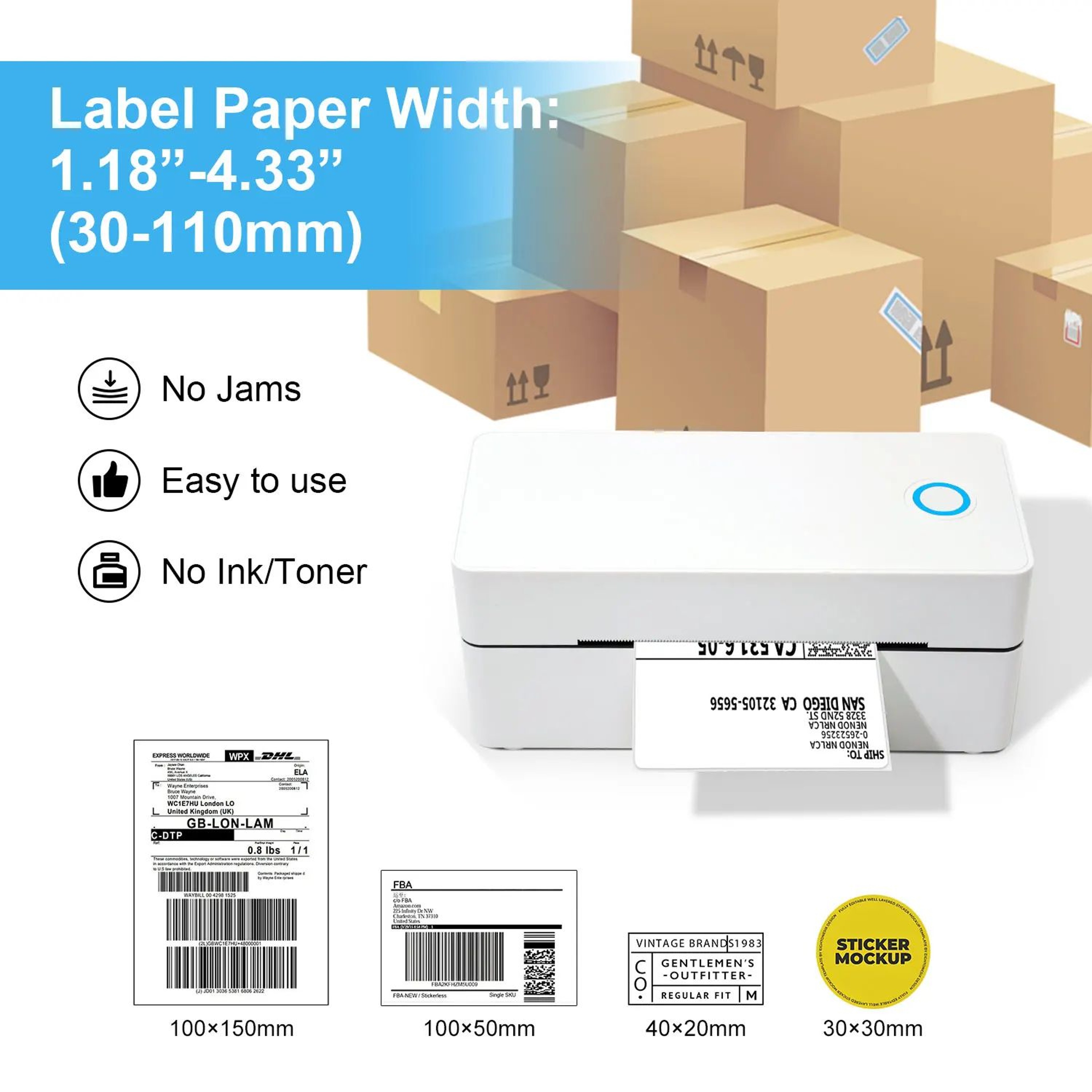 Portable 4x6 Inch Wireless Thermal Shipping Label Printer For Small Business 2