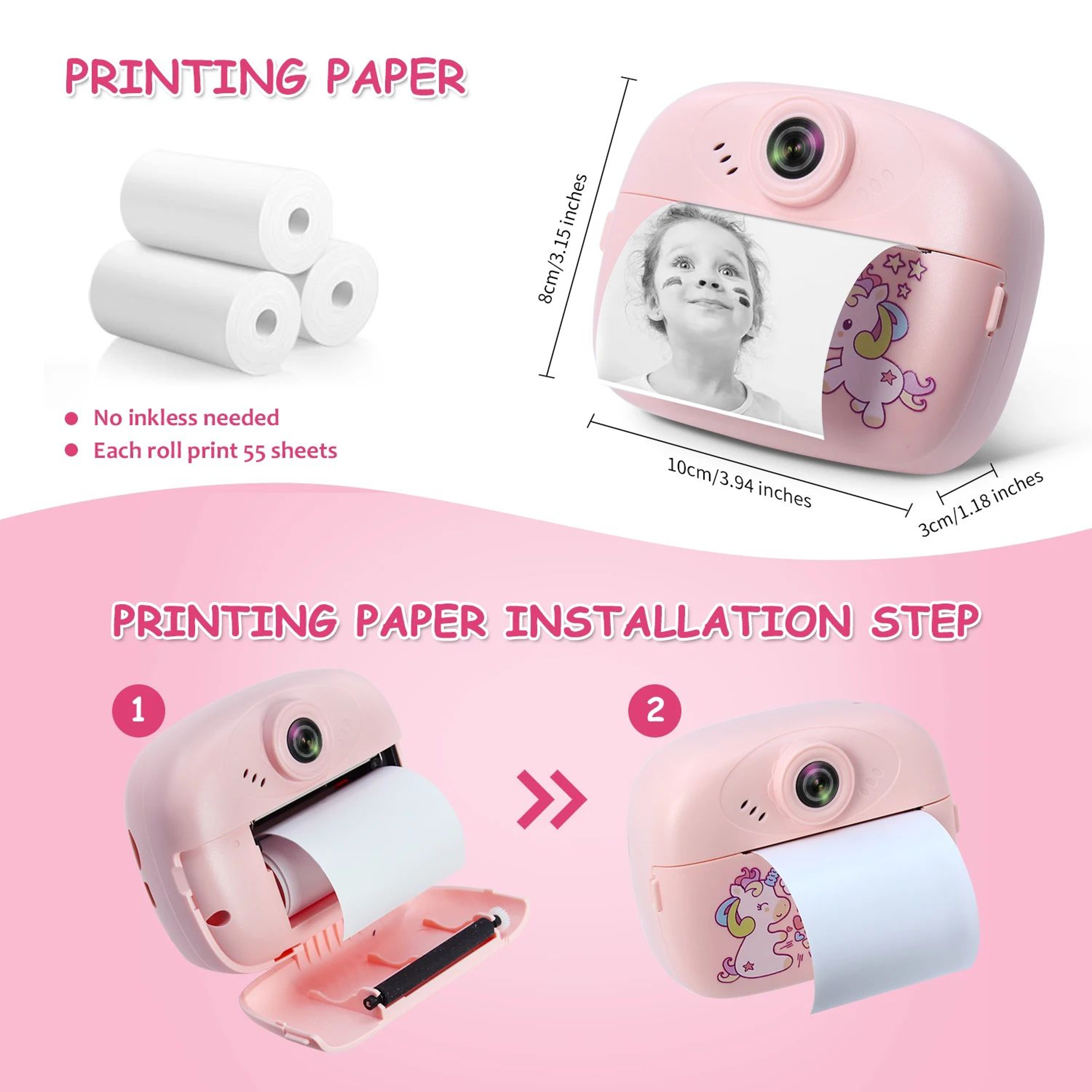 Kids Instant Print Camera With 57mm Thermal Printing And Video Recording 2