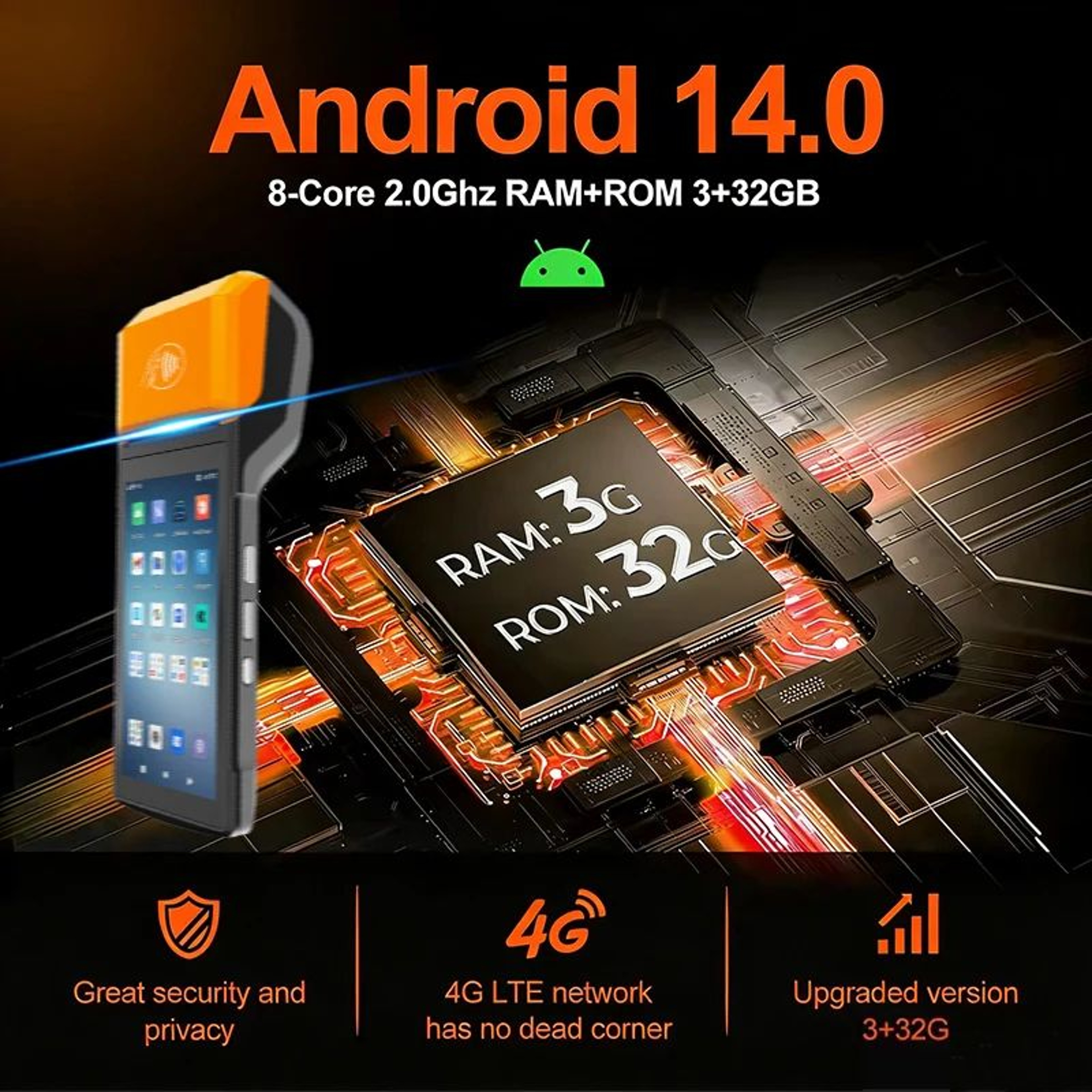 Android 14 Handheld POS Terminal With 58mm Thermal Receipt Printer And 55 Inch Touchscreen 1