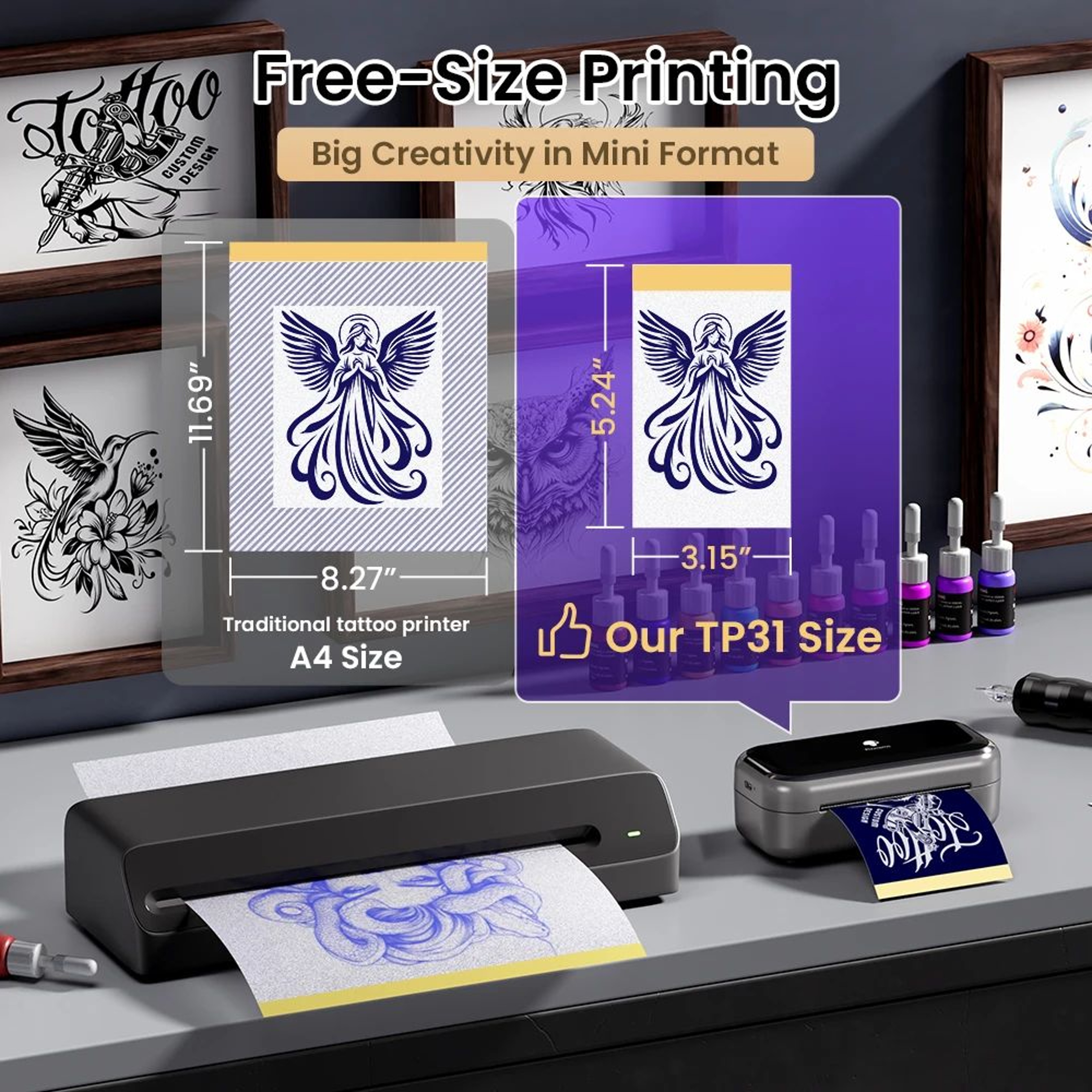 TP31 Mini Bluetooth Tattoo Stencil Printer  Portable Wireless Tattoo Transfer Machine 3