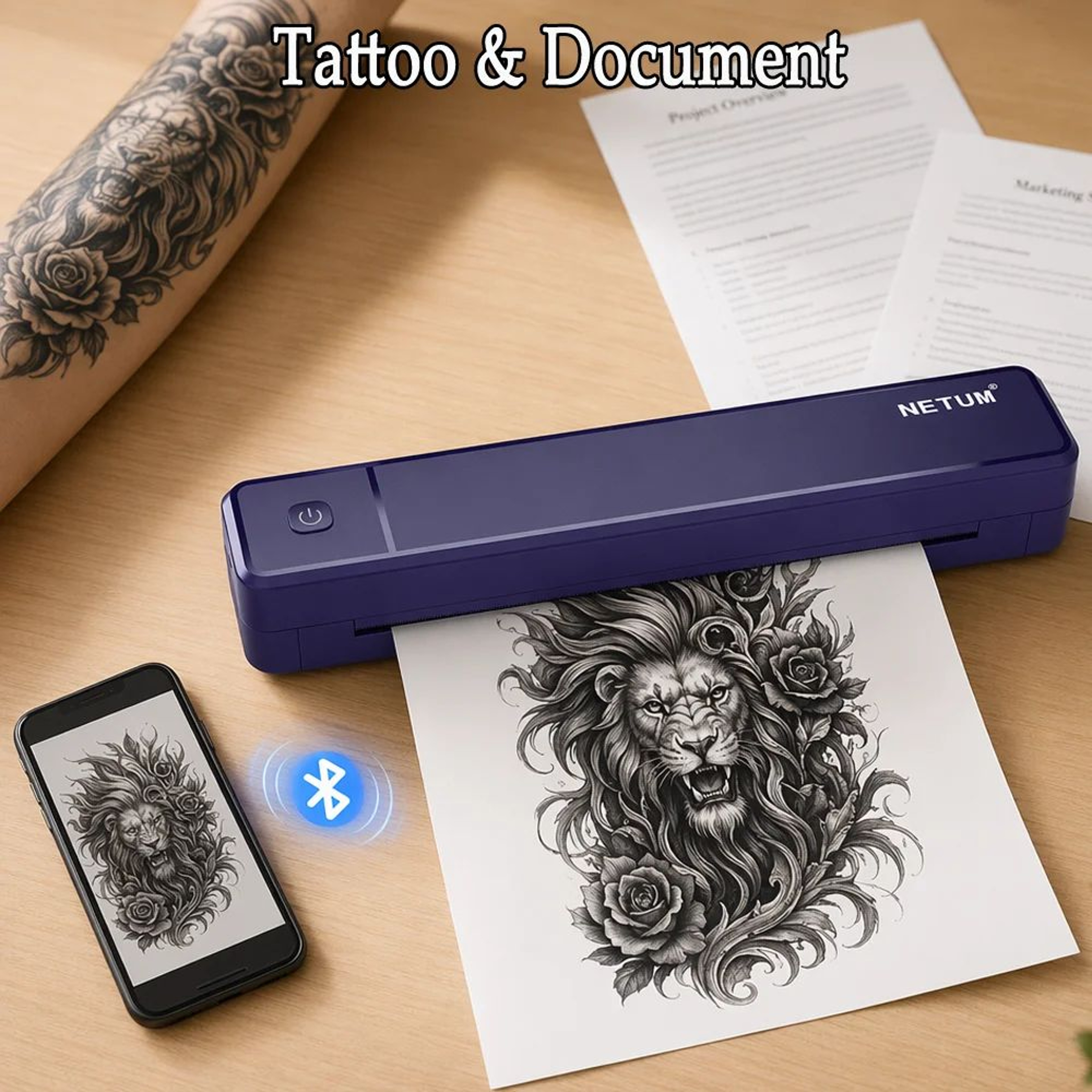 Portable A4 Bluetooth Thermal Printer For Tattoo Stencils And Documents 0
