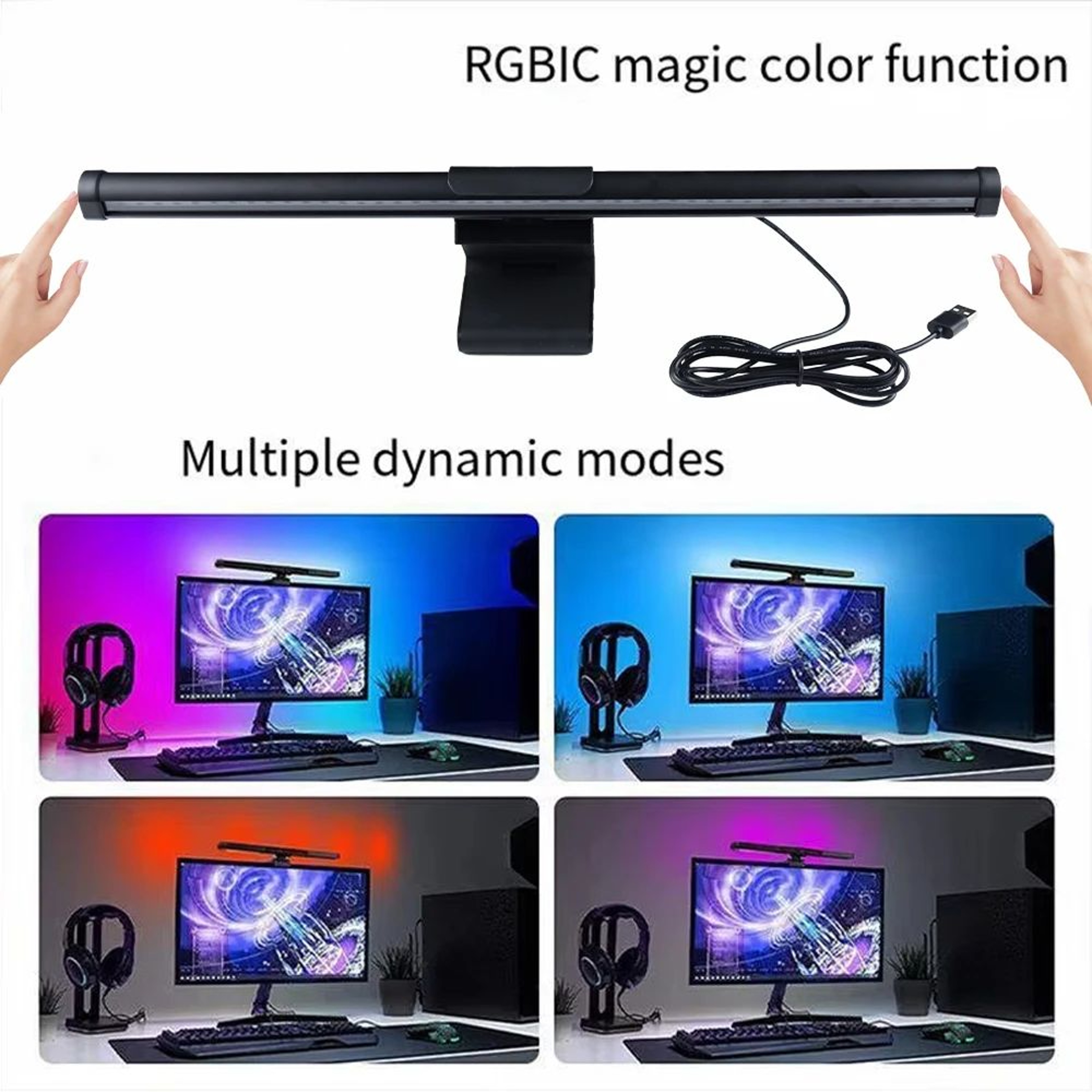 RGB Monitor Light Bar With Dimmable LED Lighting And Remote Control For Gaming Desk Setup 1