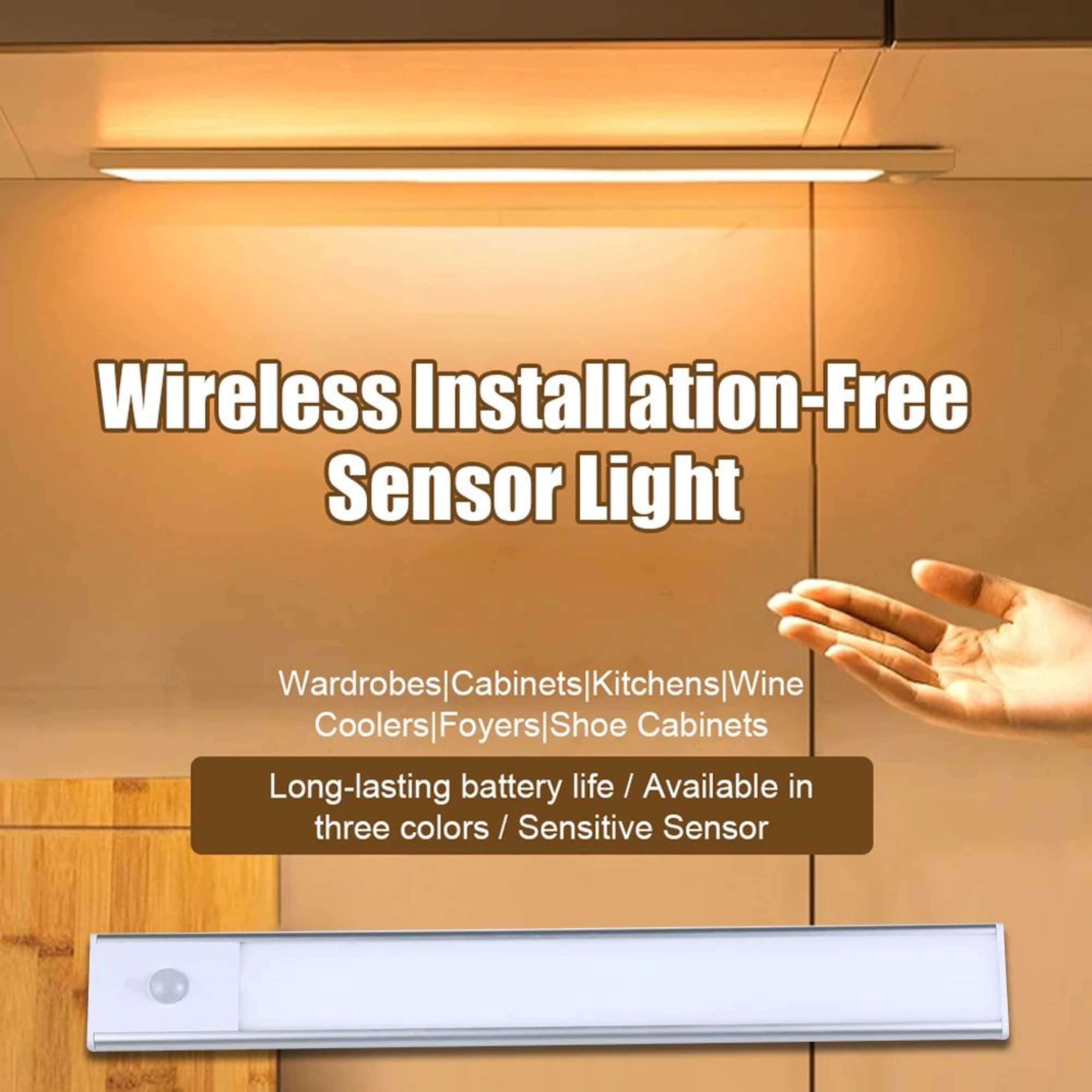 UltraThin LED Motion Sensor Under Cabinet Light USB Rechargeable Night Lamp 1