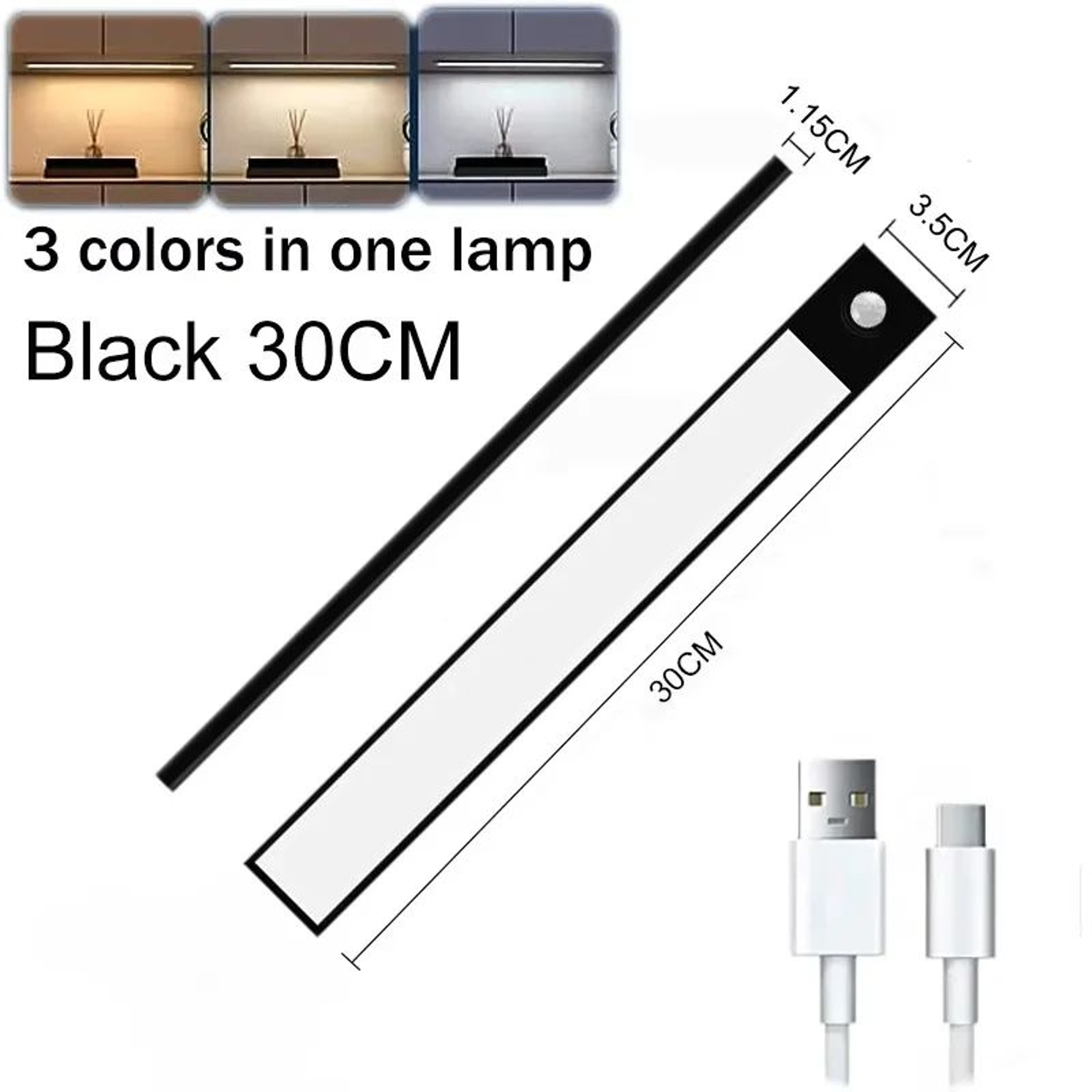 UltraThin LED Motion Sensor Under Cabinet Light USB Rechargeable Night Lamp 12
