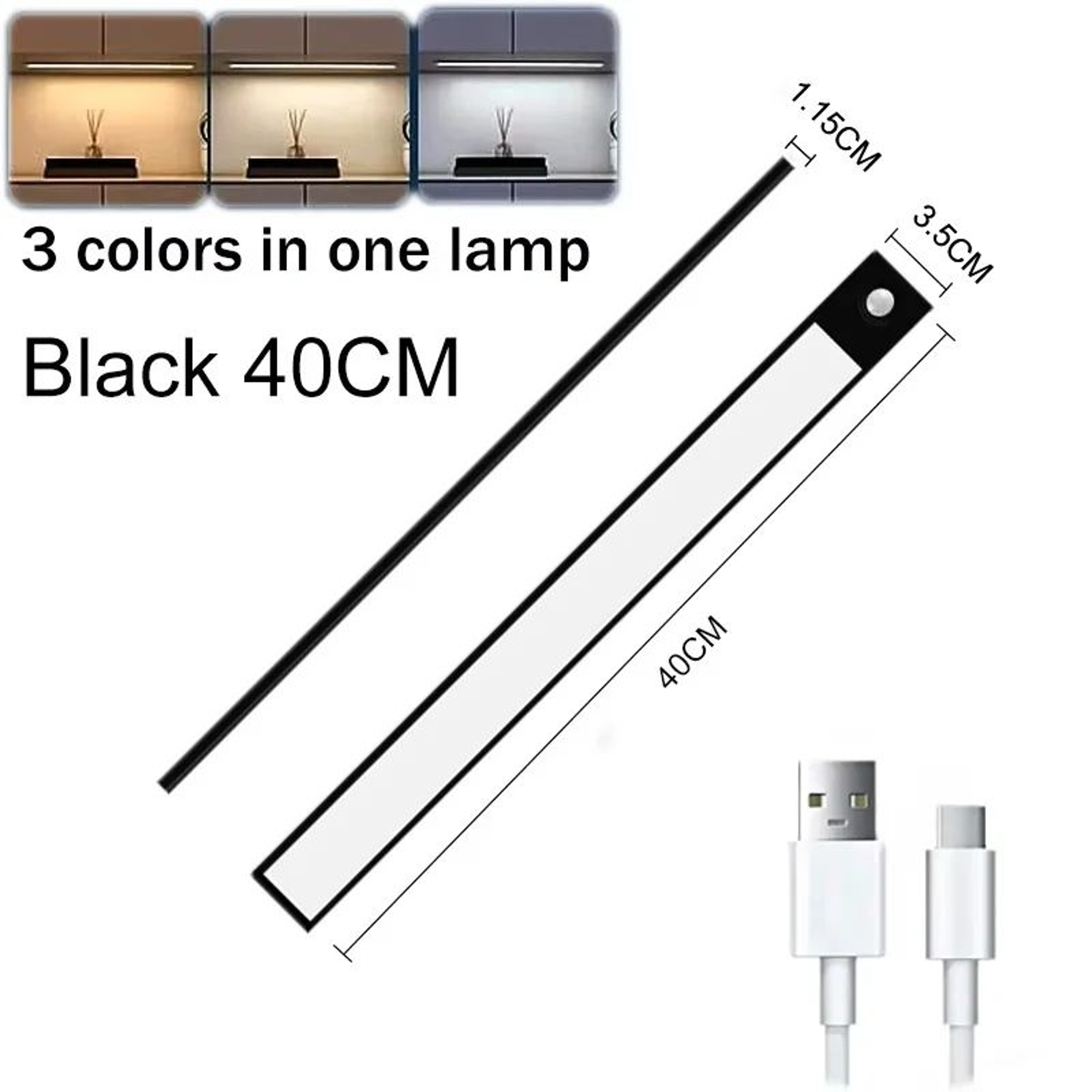 USB Rechargeable LED Motion Sensor Under Cabinet Light Bar For Kitchen And Closet 11