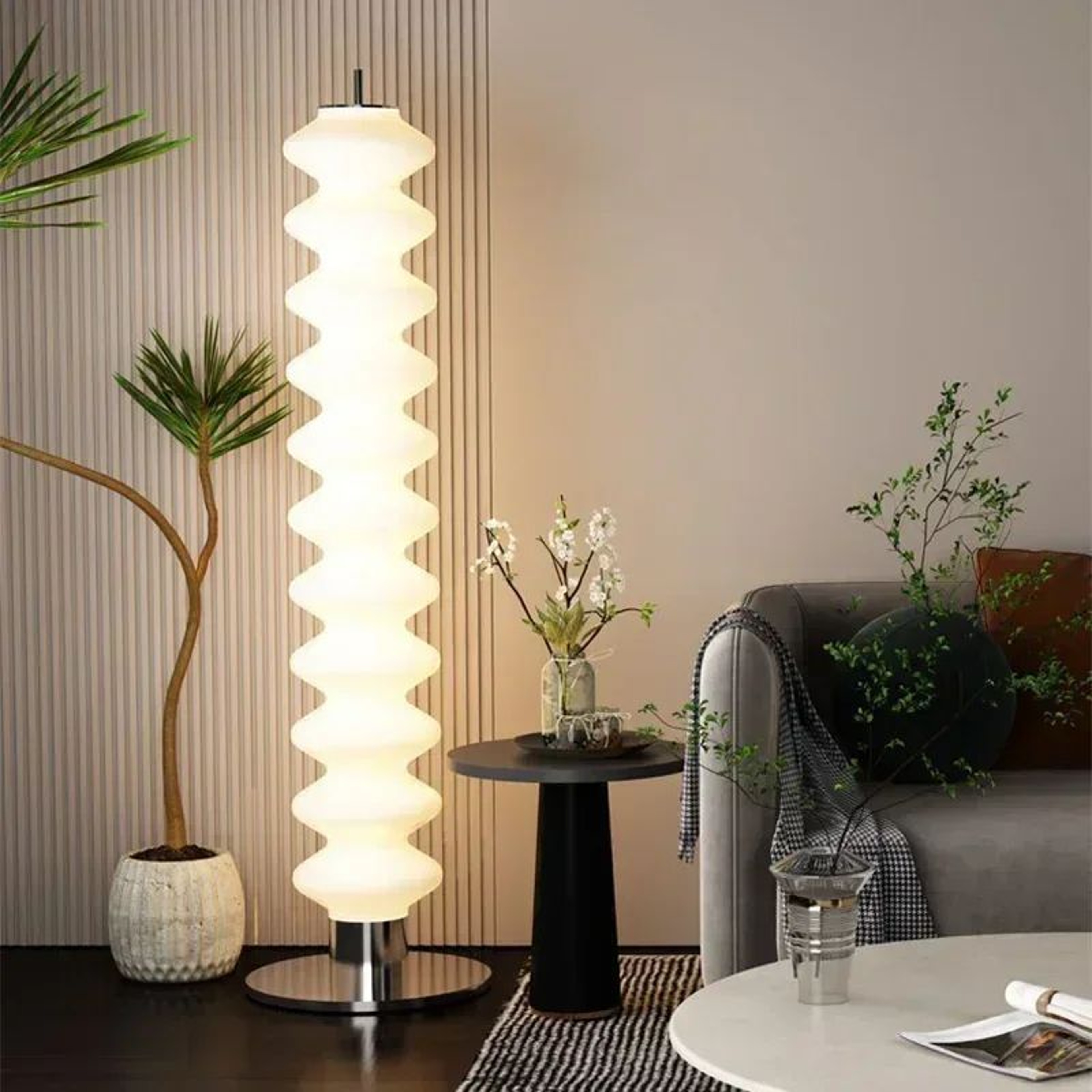 Modern Cream Pumpkin LED Floor Lamp For Cozy Living Room And Bedroom Decor 4