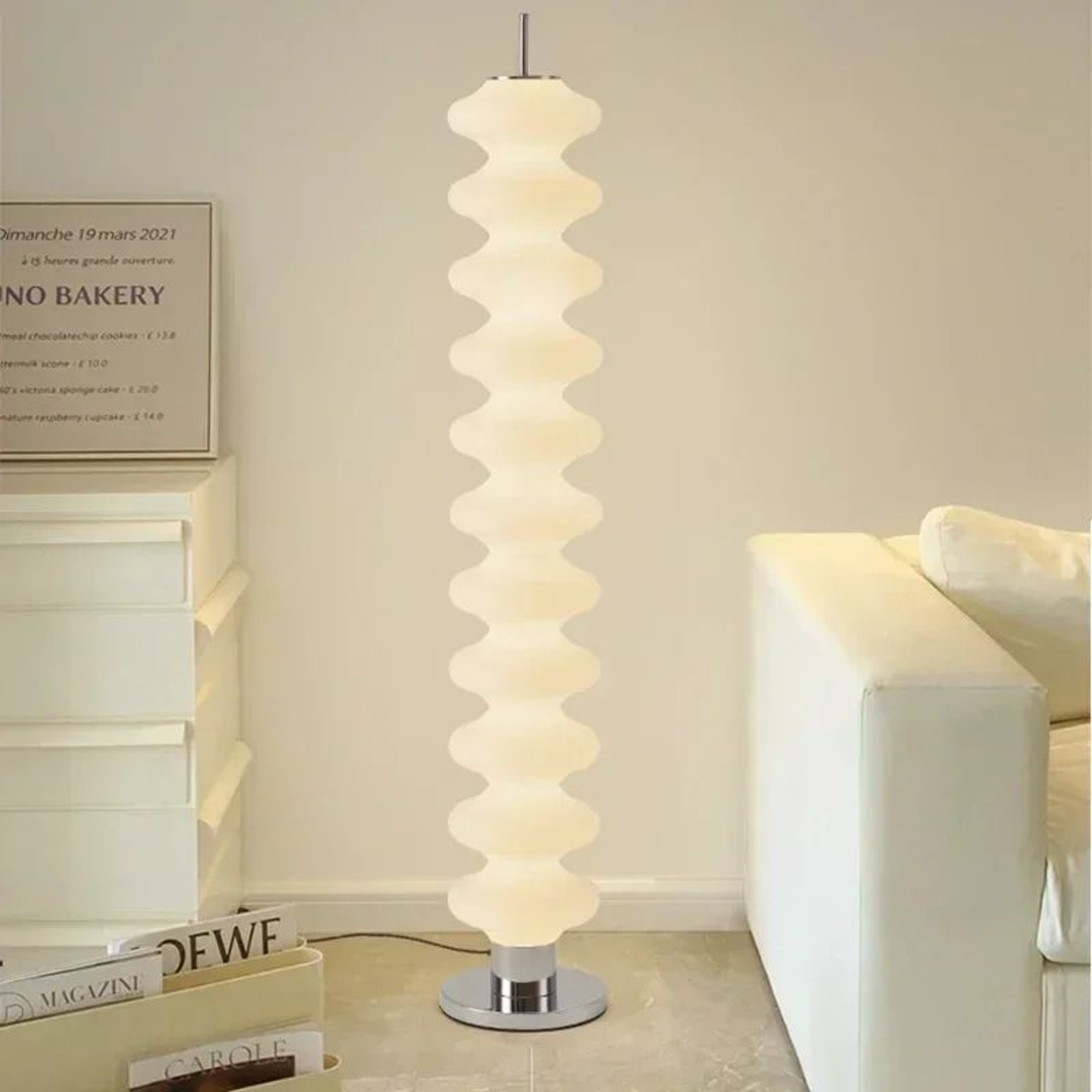 Modern Cream Pumpkin LED Floor Lamp For Cozy Living Room And Bedroom Decor 0