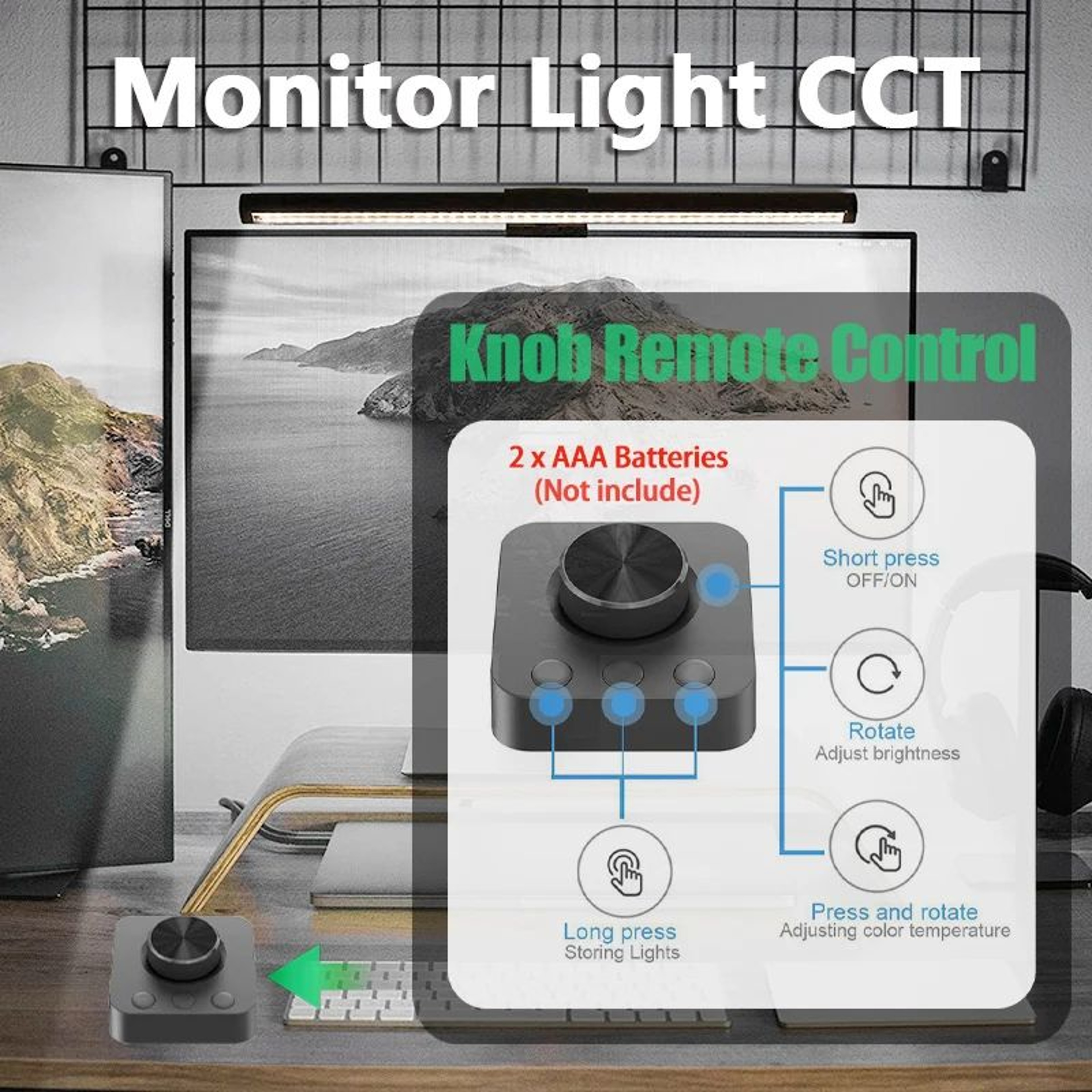 1732 Inch LED Monitor Light Bar With Magnetic Mount USB Power And Knob Remote Control 4