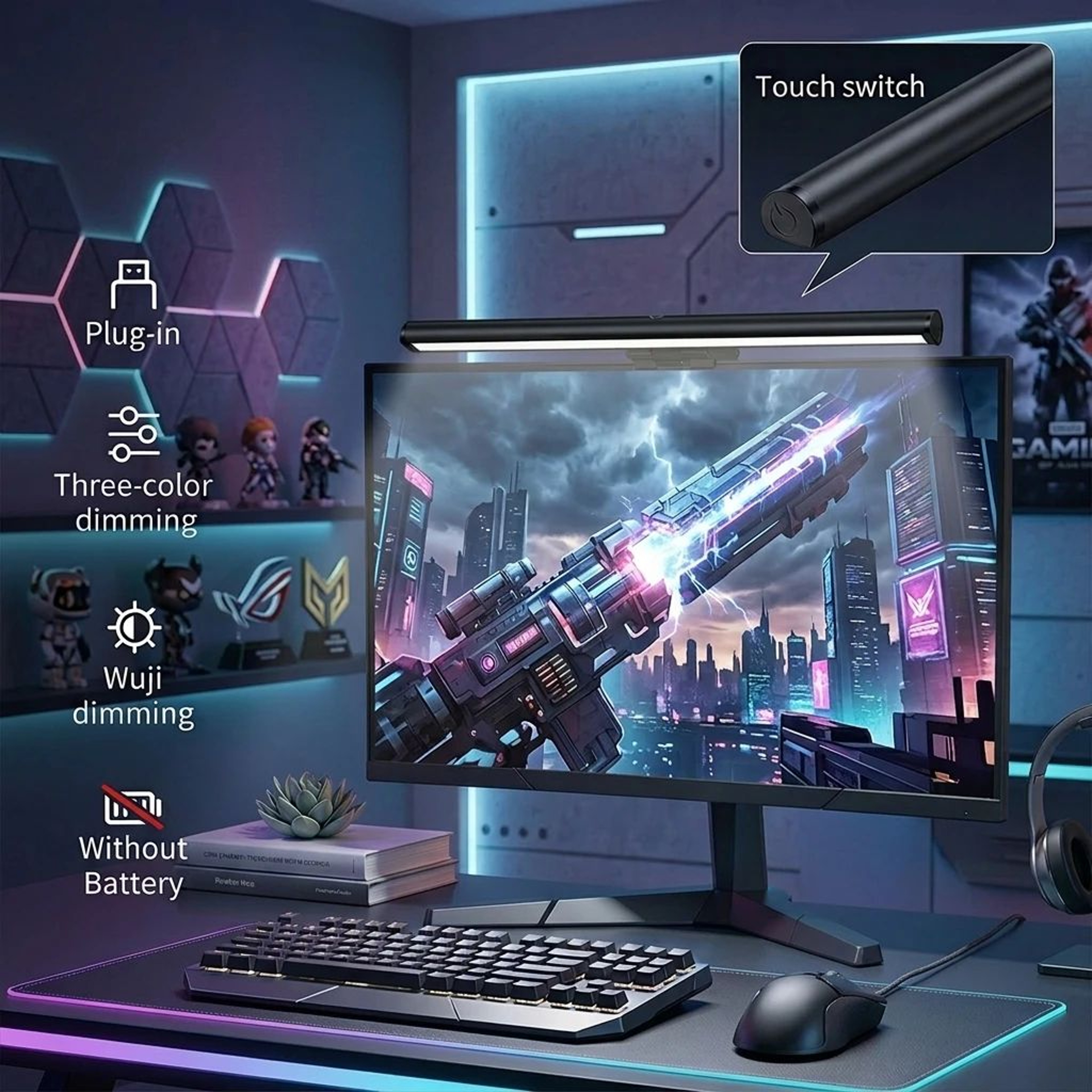 USB LED Monitor Light Bar With Touch Control And 3 Color Dimming For Home Office And Gaming 0