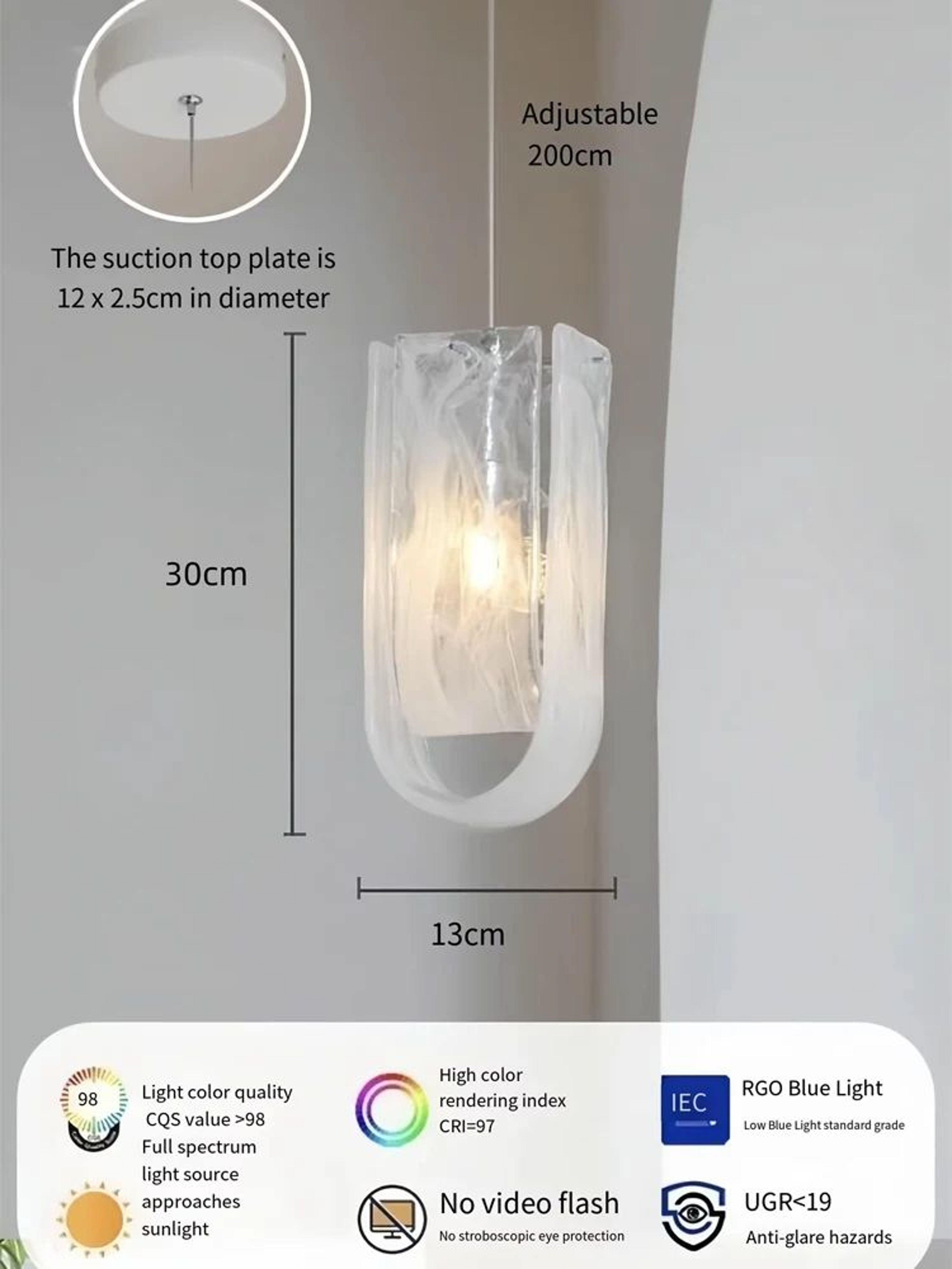 Postmodern Cloud Glass Pendant Light Modern Hanging Chandelier For Dining Room And Bedroom 6