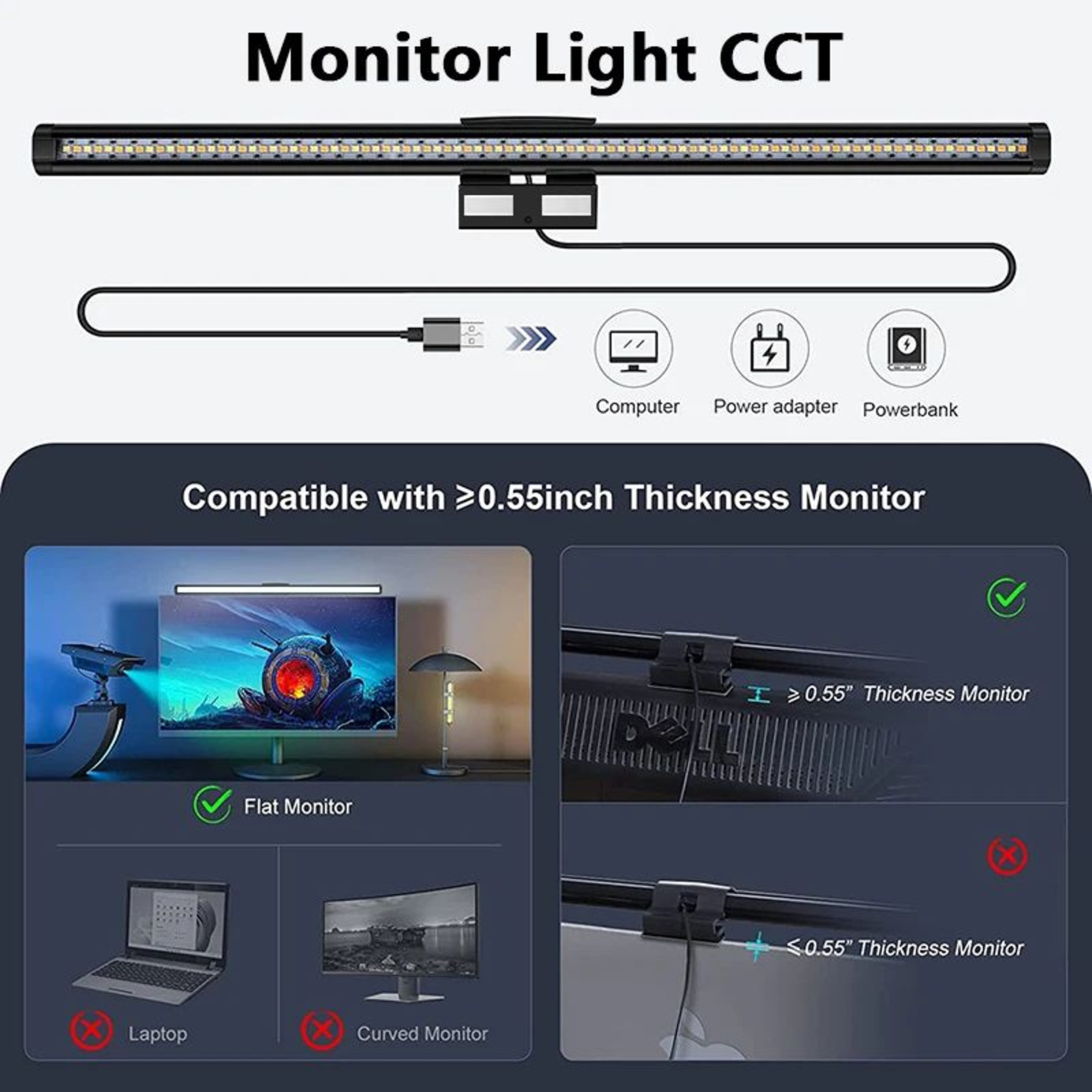 LED Monitor Light Bar With Remote Control And Stepless Dimming For Home Office And Study 4
