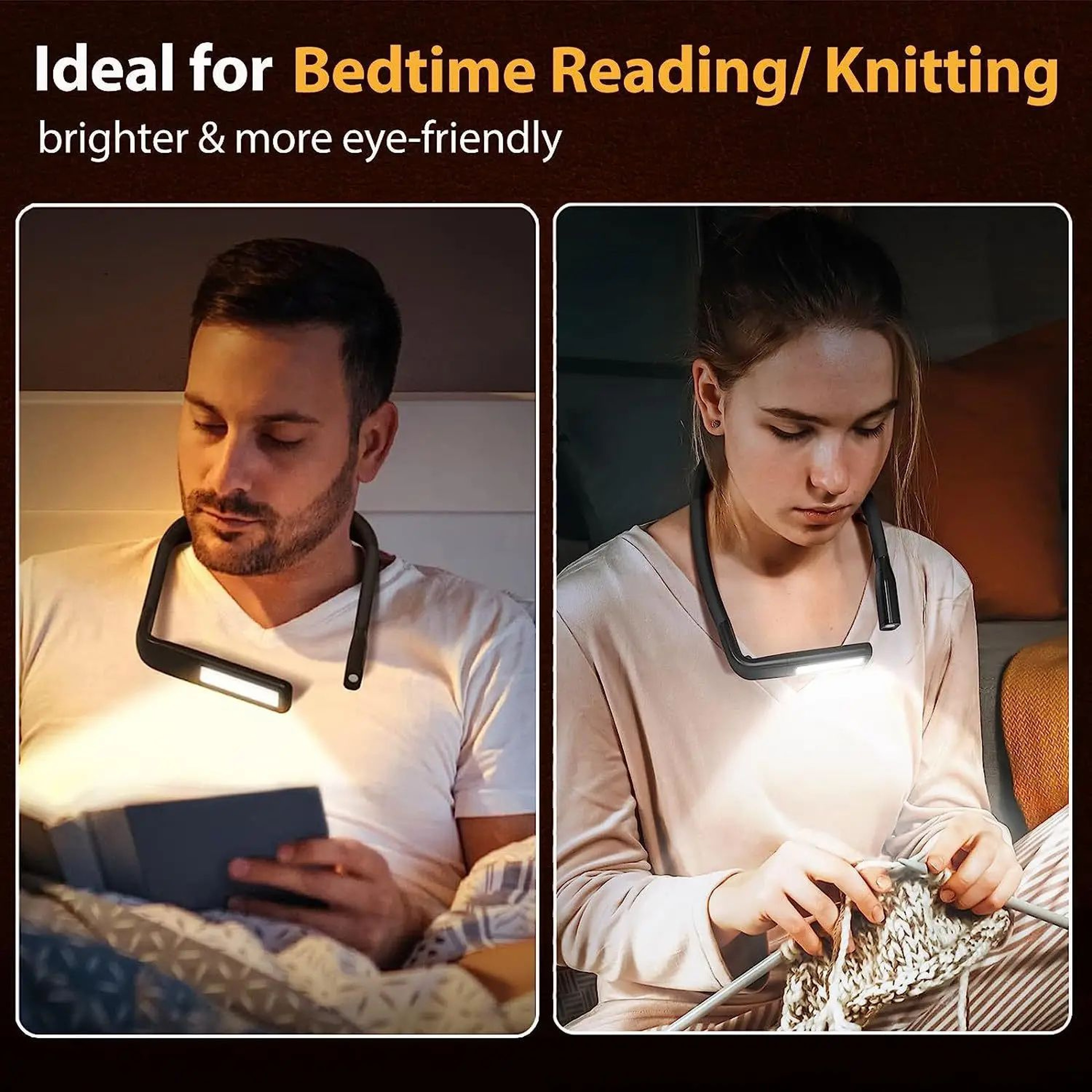 Rechargeable LED Neck Reading Light With Flexible Arms For HandsFree Reading And Camping 5