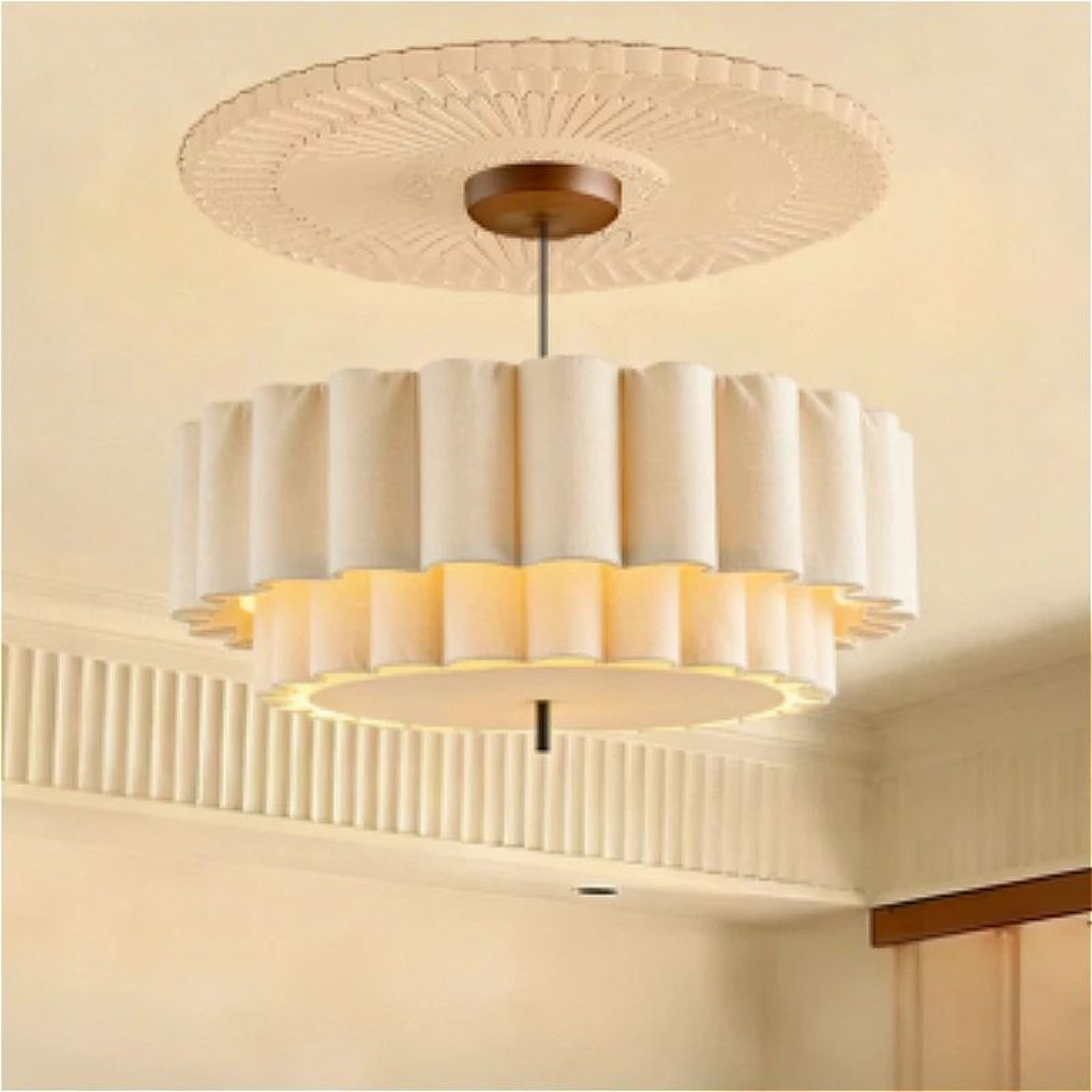 WabiSabi Fabric LED Pendant Light Minimalist Hanging Ceiling Lamp For Dining Room And Living Room 0