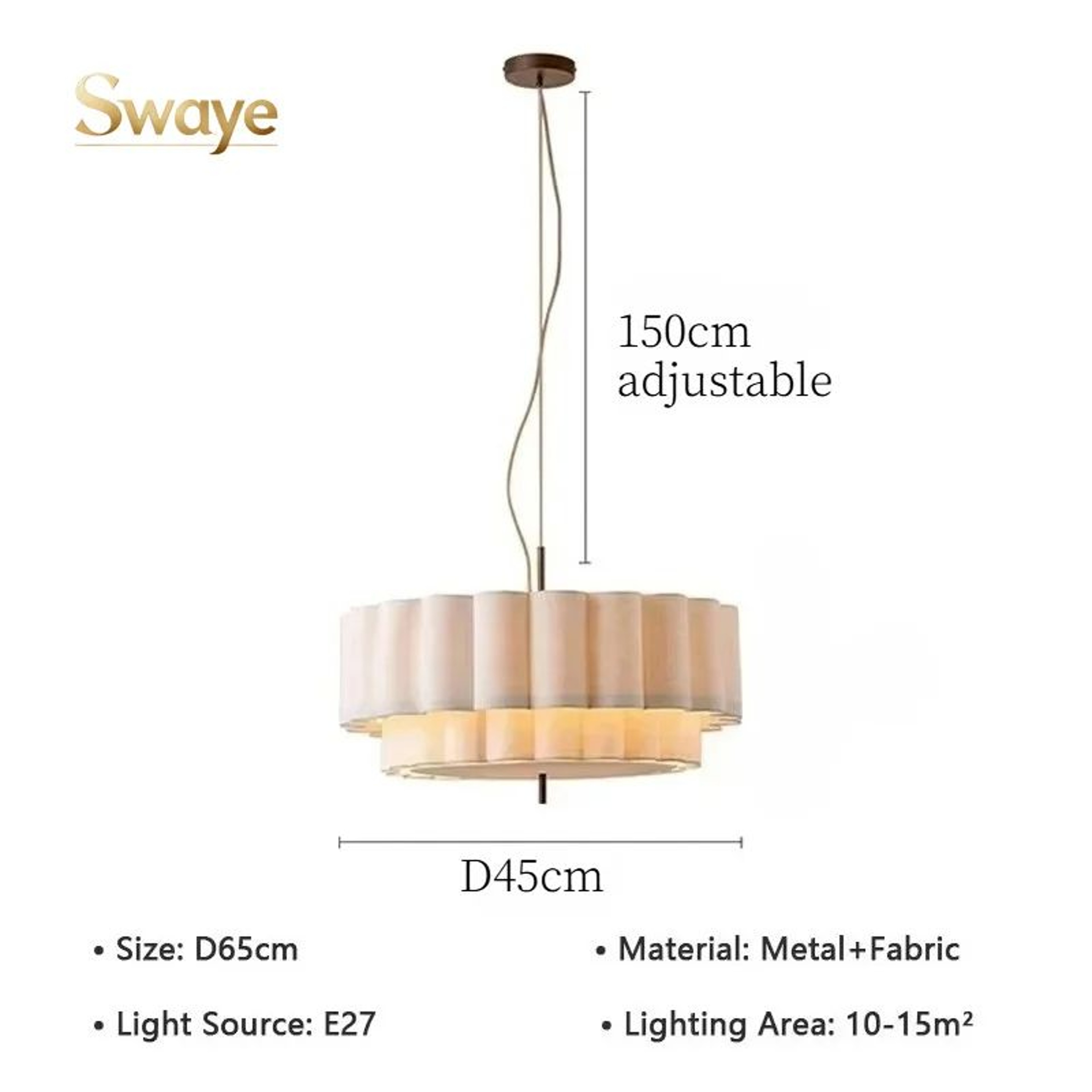 WabiSabi Fabric LED Pendant Light Minimalist Hanging Ceiling Lamp For Dining Room And Living Room 6