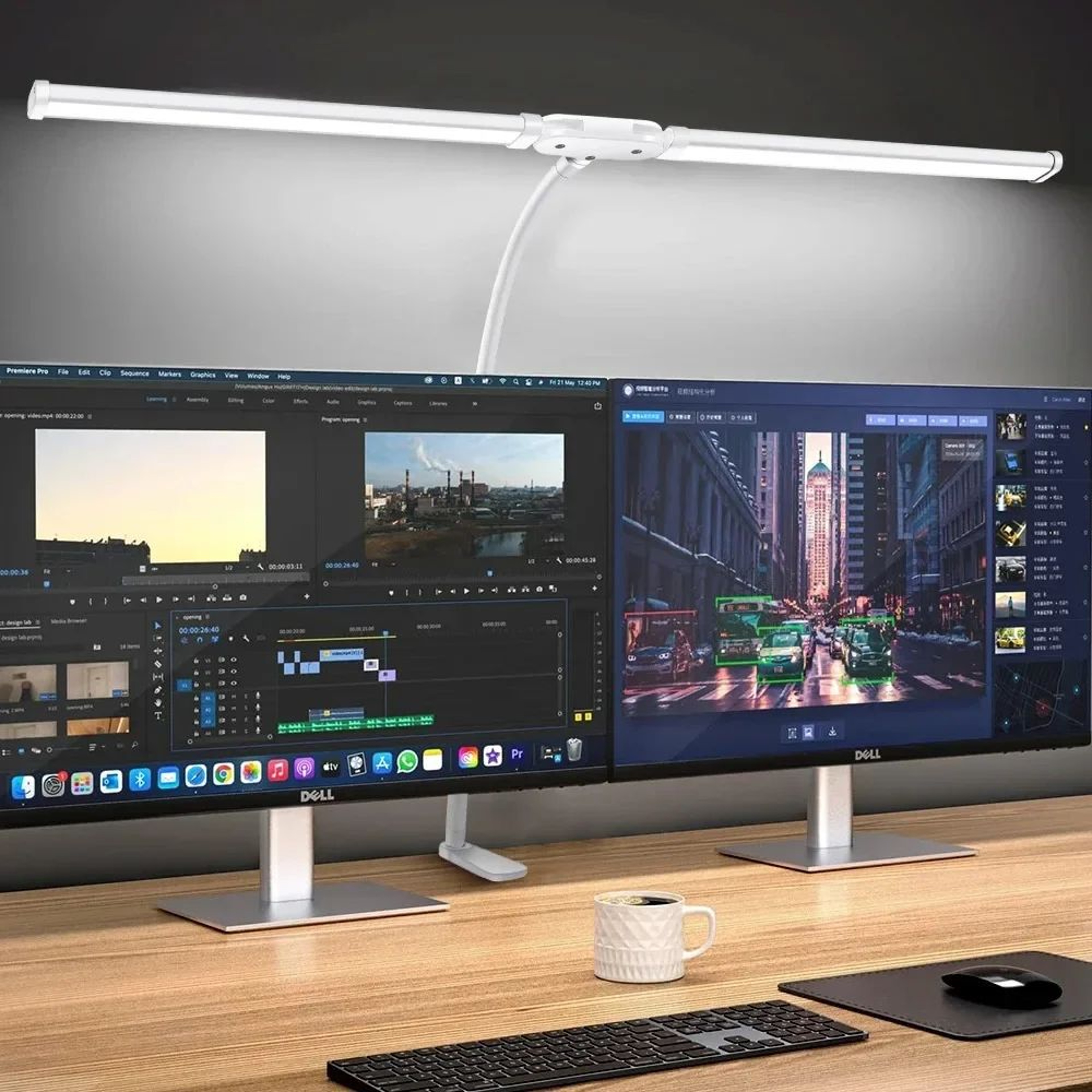 Double Head Dimmable LED Clip Desk Lamp For Reading Office And Computer Work 7