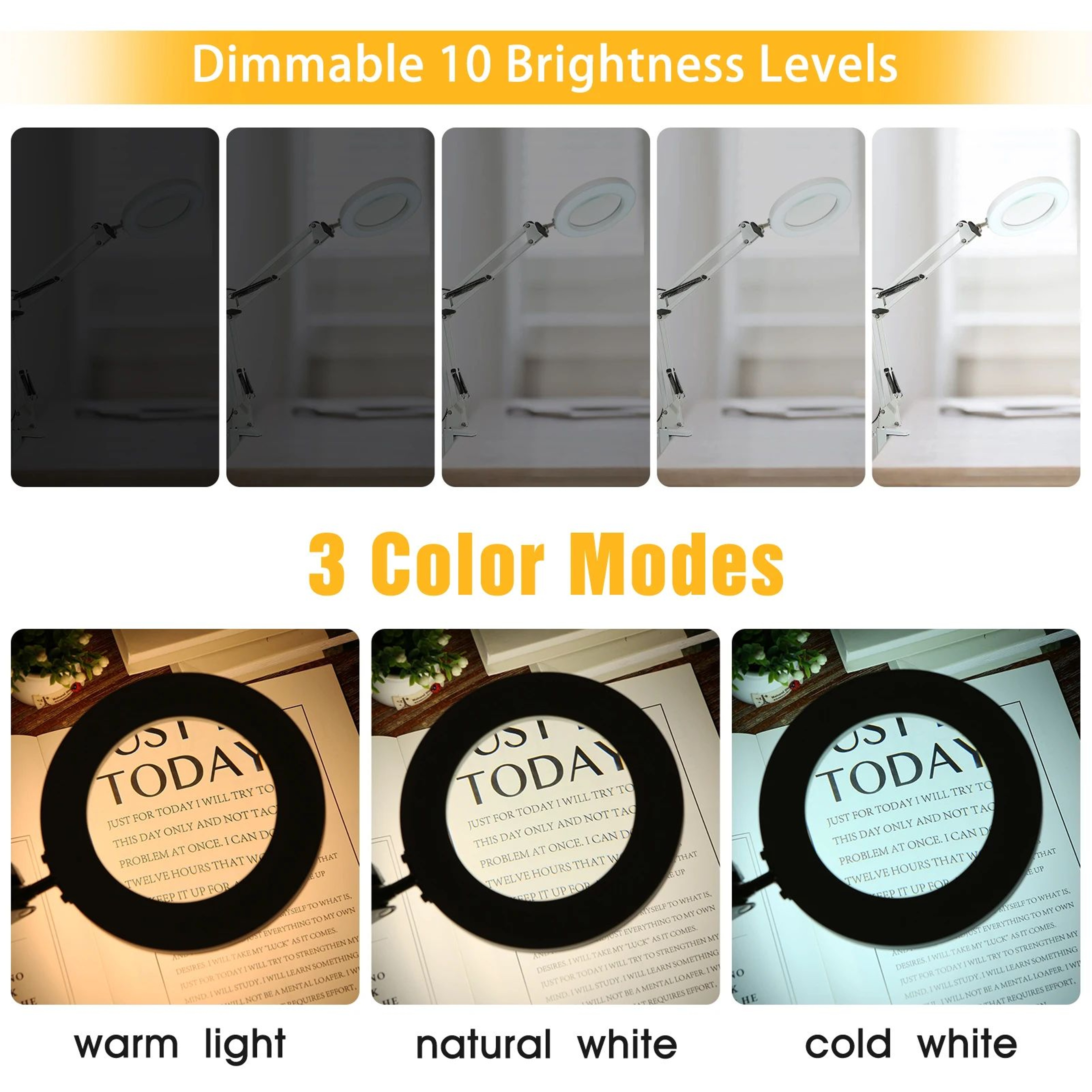 72 LED 8X10X USB Magnifying Desk Lamp With 3 Color Modes For Precision Work 4