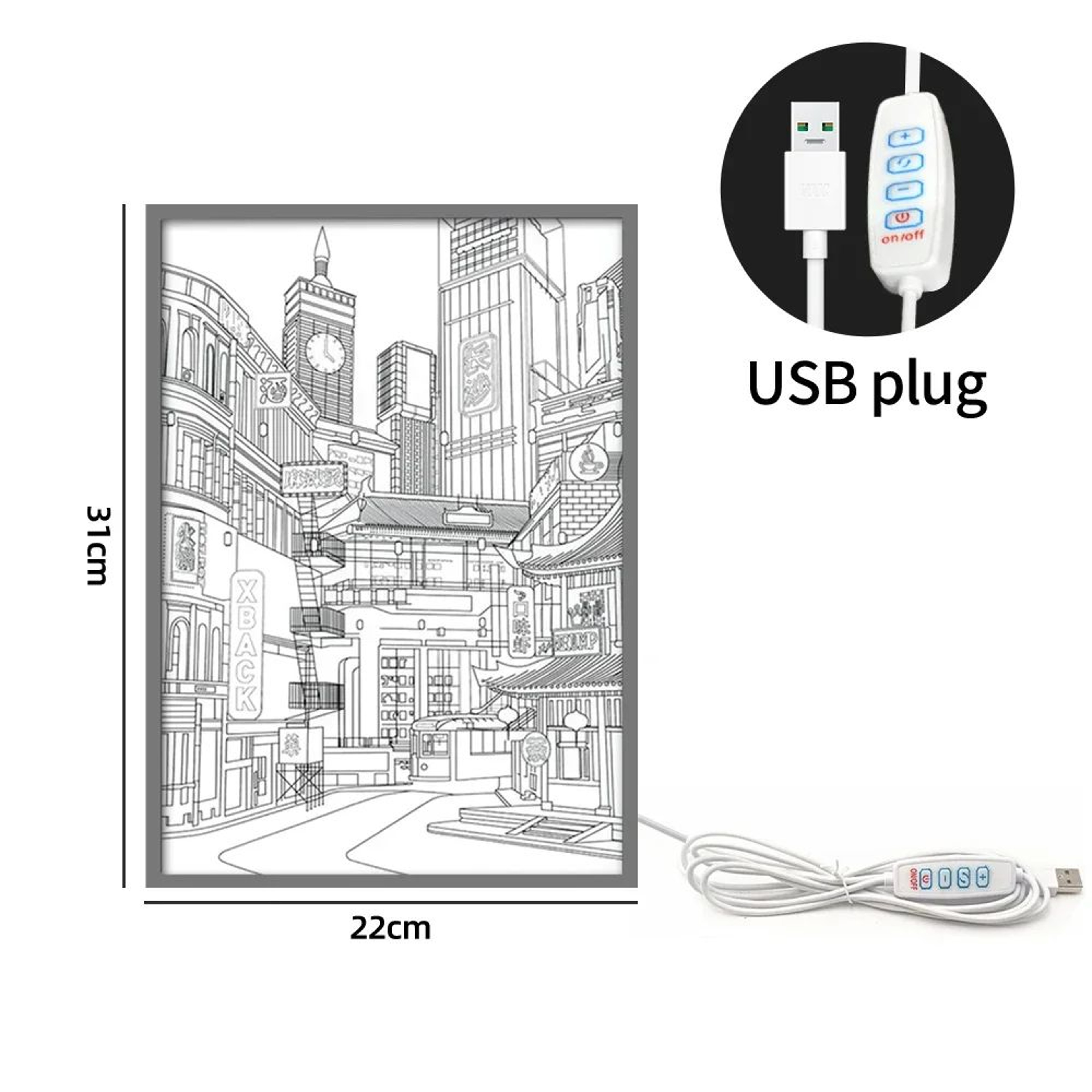 LED City Night View Light Painting USB Dimmable Wall Art Night Lamp 7
