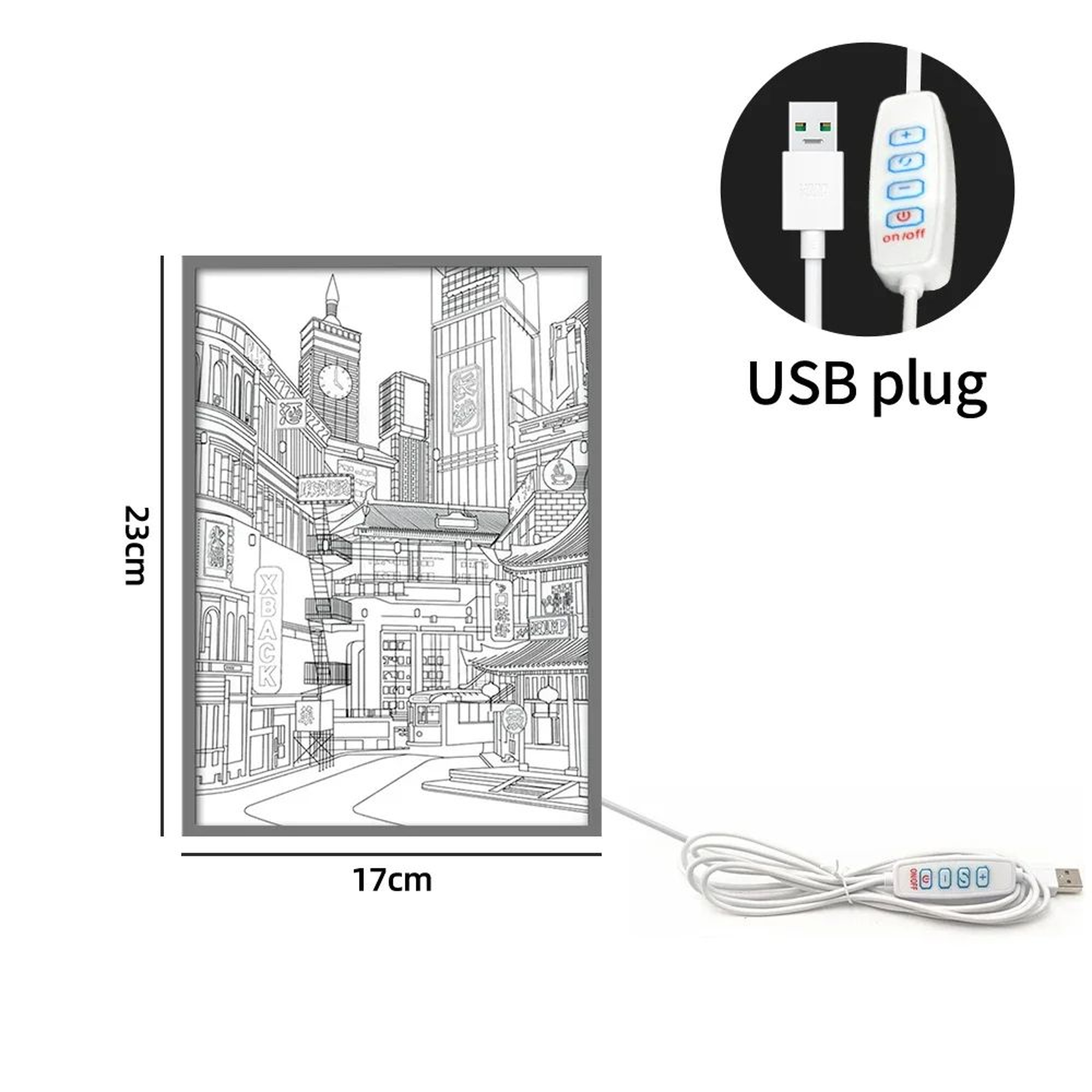 LED City Night View Light Painting USB Dimmable Wall Art Night Lamp 6