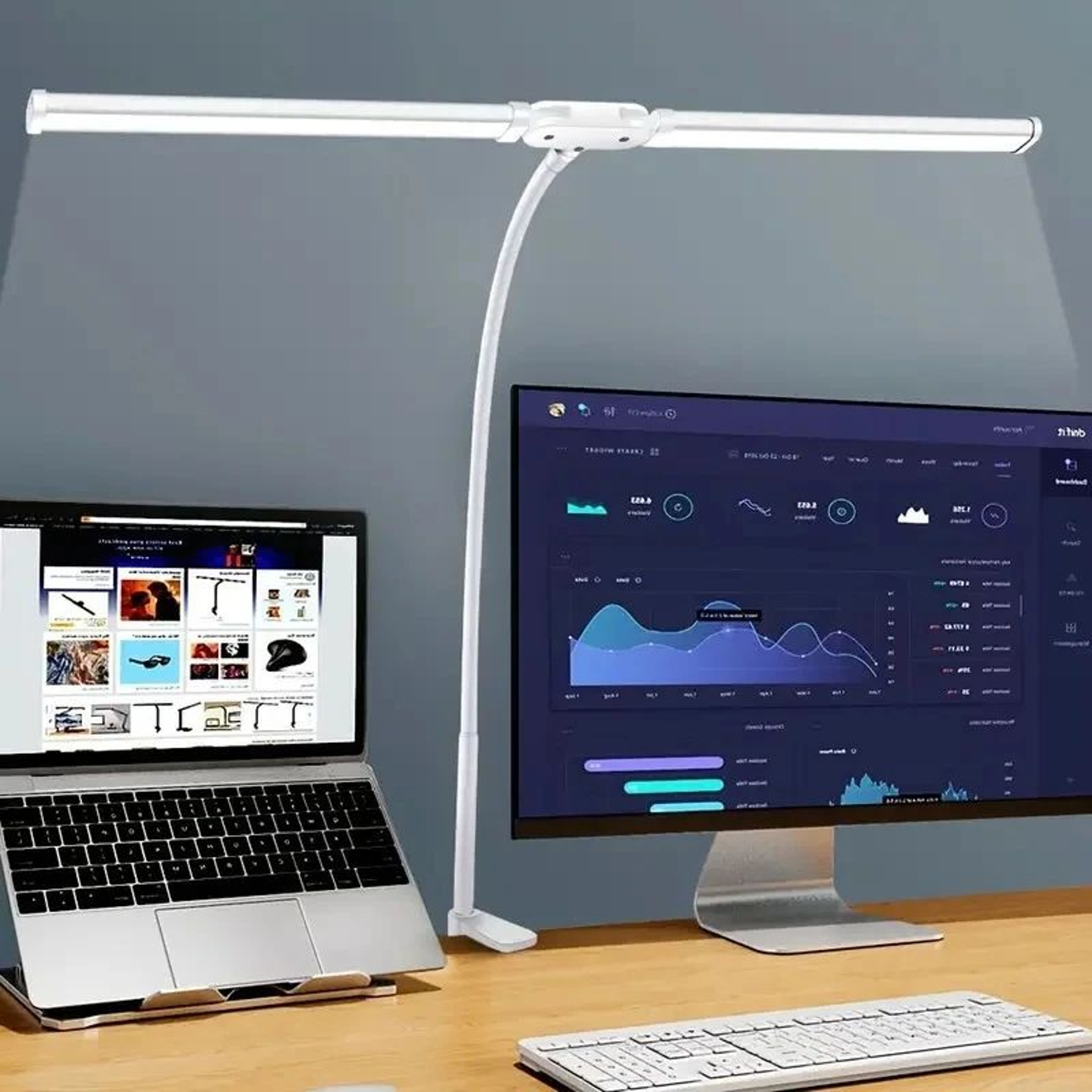 Double Head LED ClipOn Desk Lamp With Adjustable Brightness 3 Lighting Modes And USB Power 6