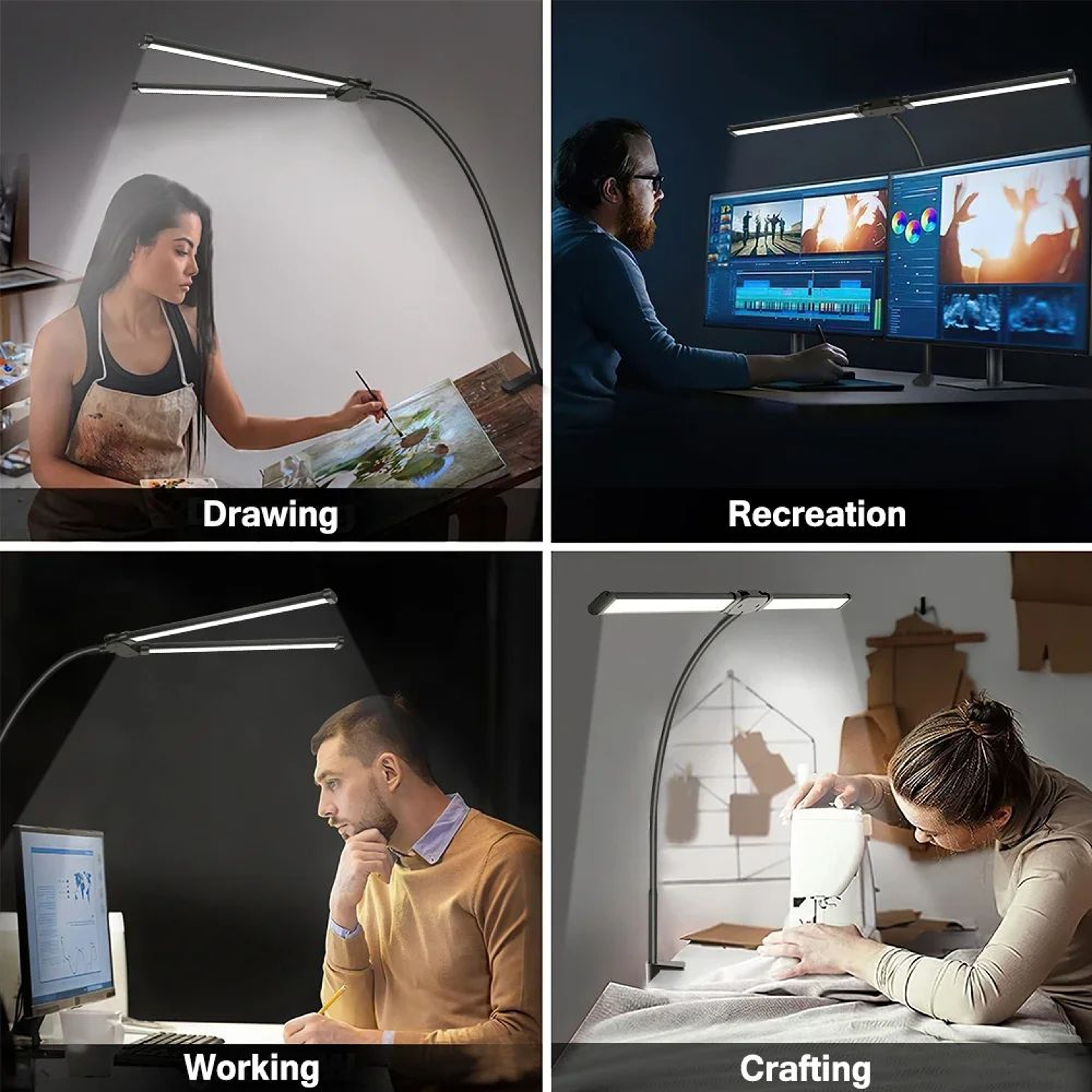 USB Dimmable LED Desk Lamp With Single Or Double Head And 3 Color Lighting Modes 3