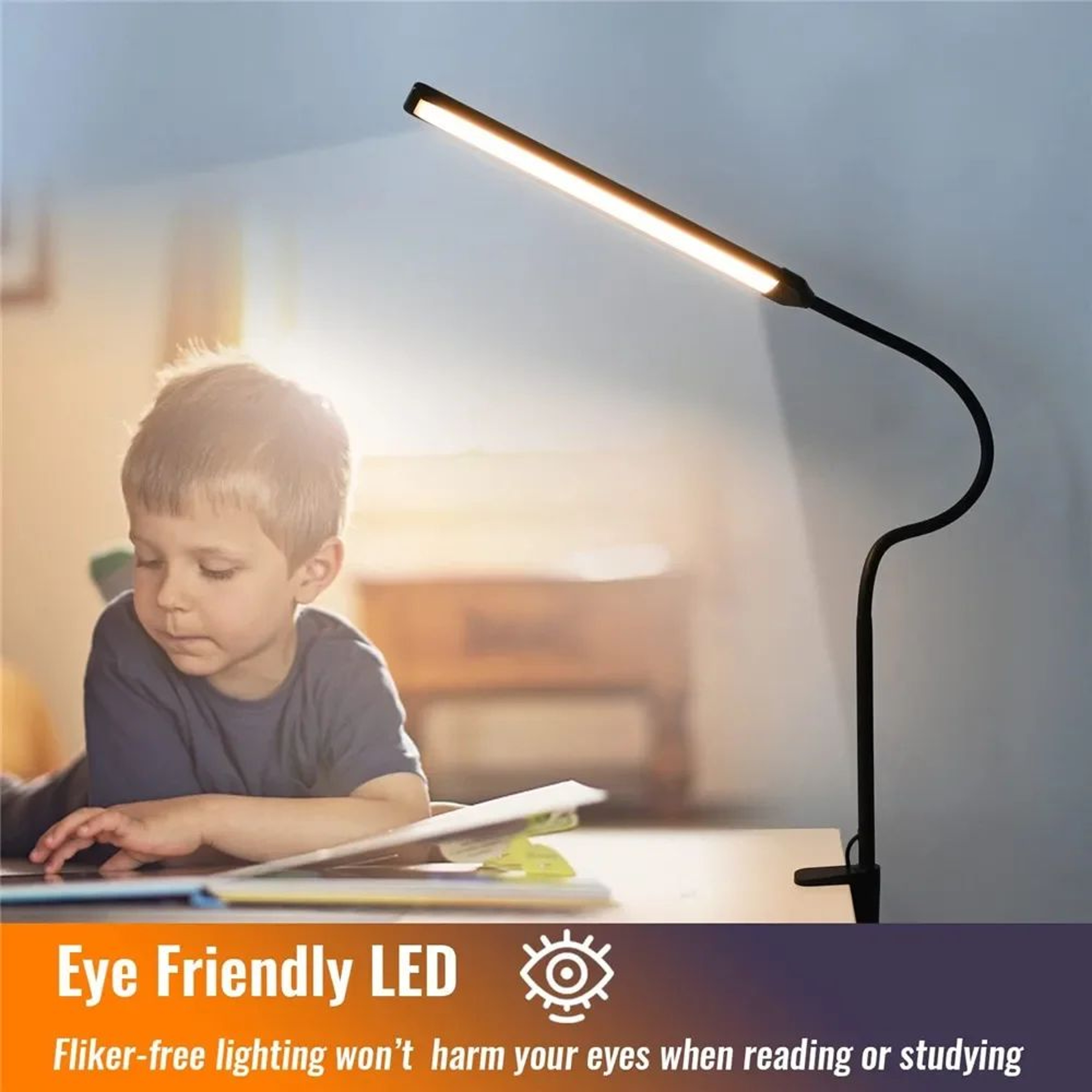 Double Head LED Clip Desk Lamp With 3 Color Modes And 10 Dimmable Brightness Levels 3