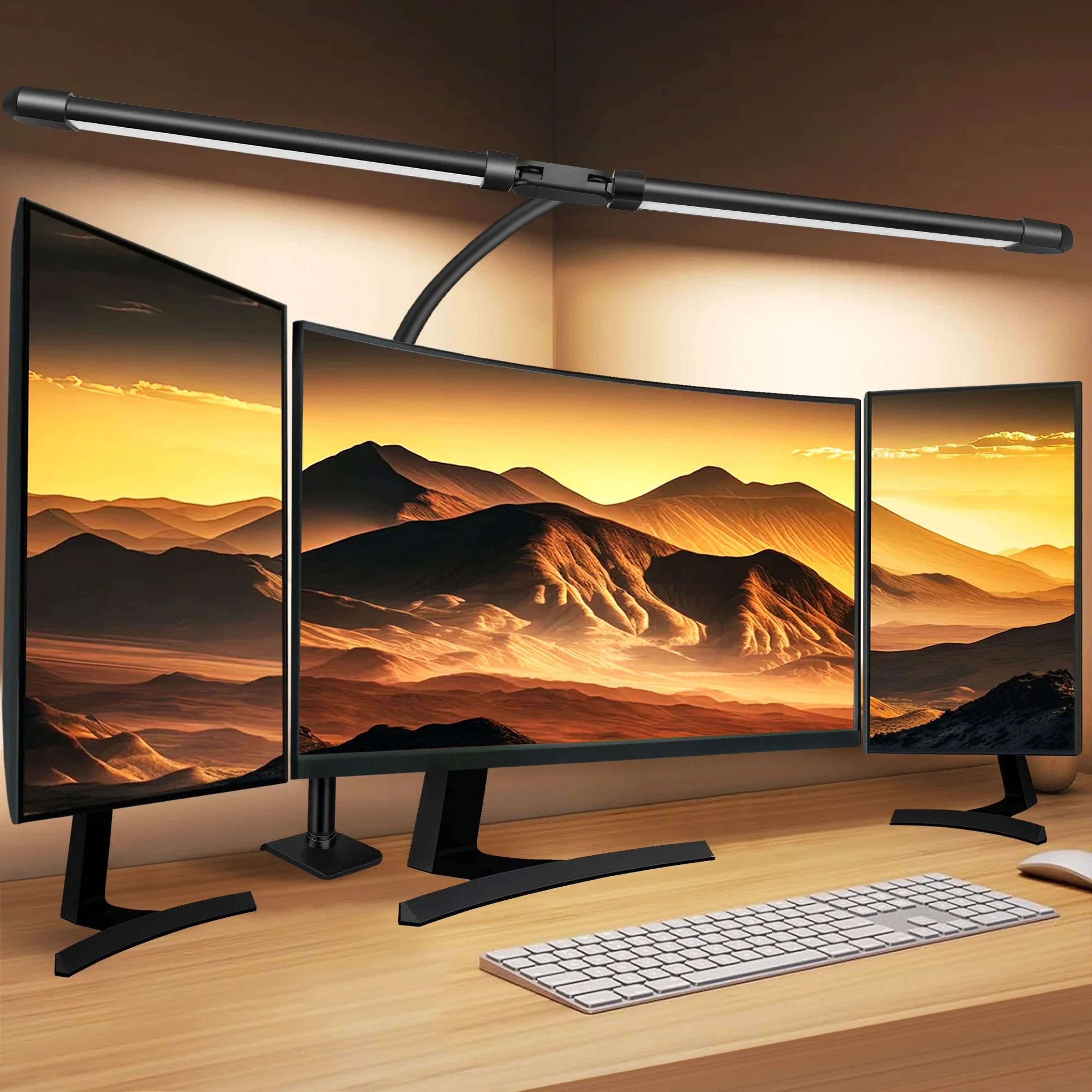 Double Head LED Clip Desk Lamp With 3 Color Modes And 10 Dimmable Brightness Levels 0