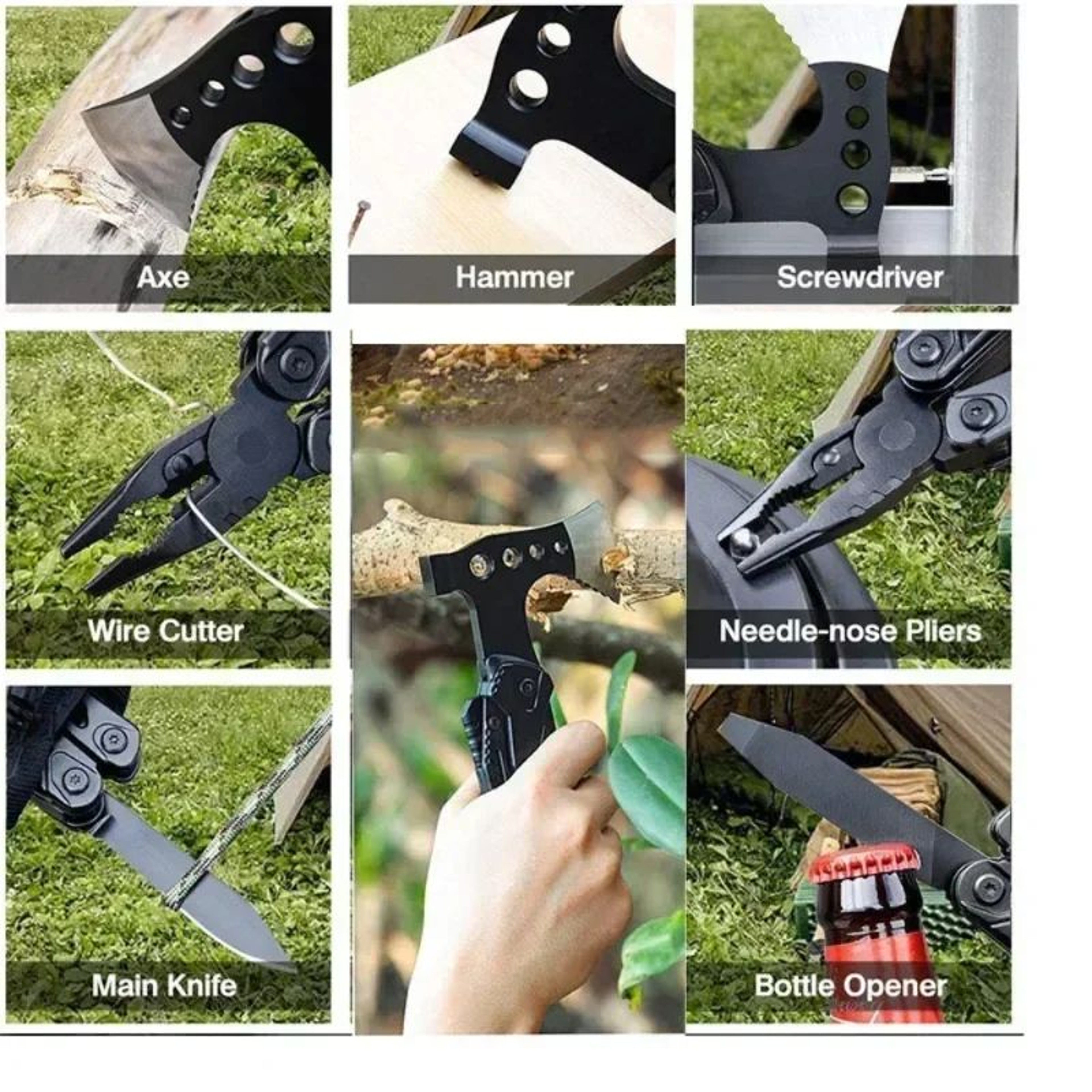 Portable Survival Axe Multitool With Folding Pliers Hammer And Pocket Knife For Camping 4