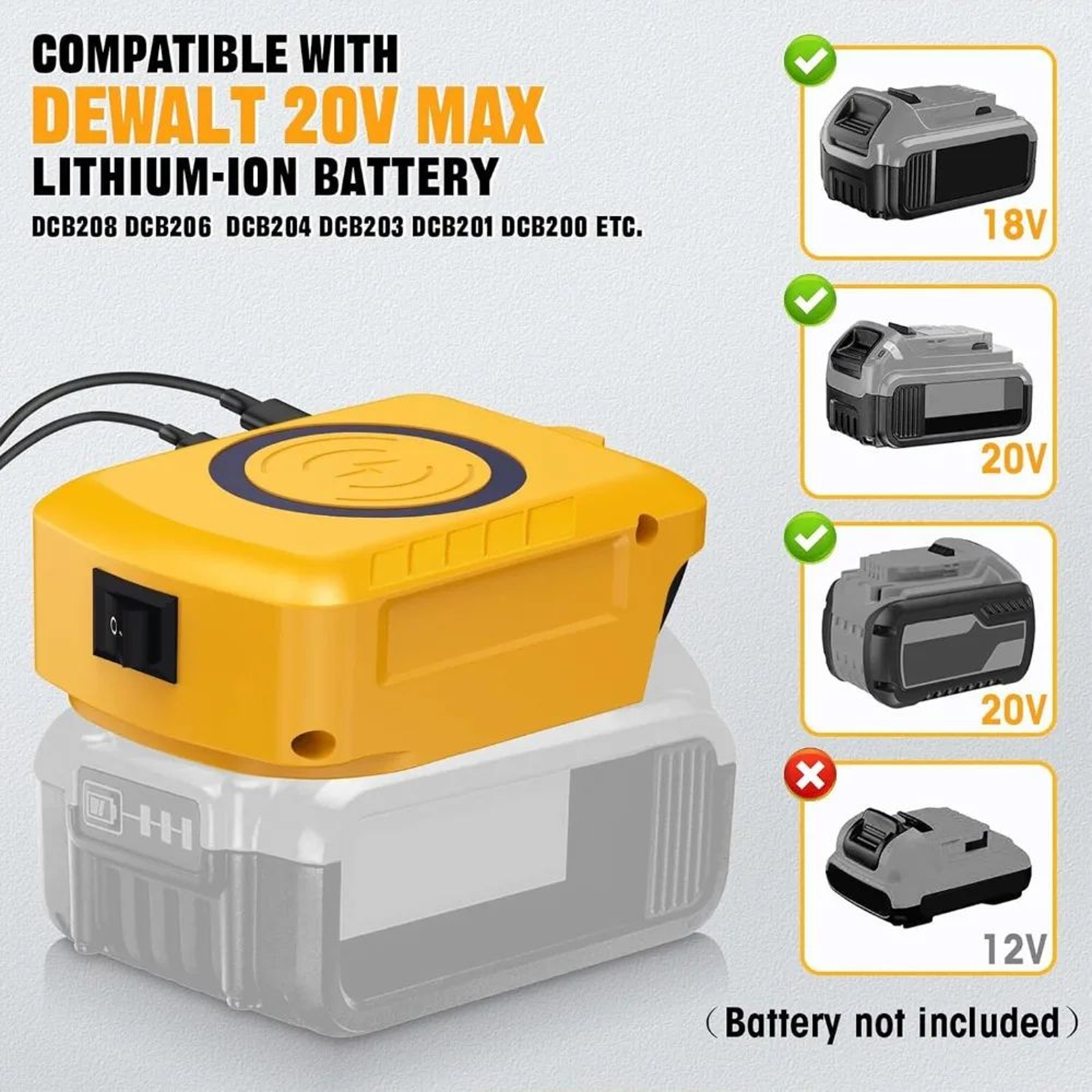 18V Battery USB Power Bank Adapter With TypeC Port For Portable Phone Charging 3