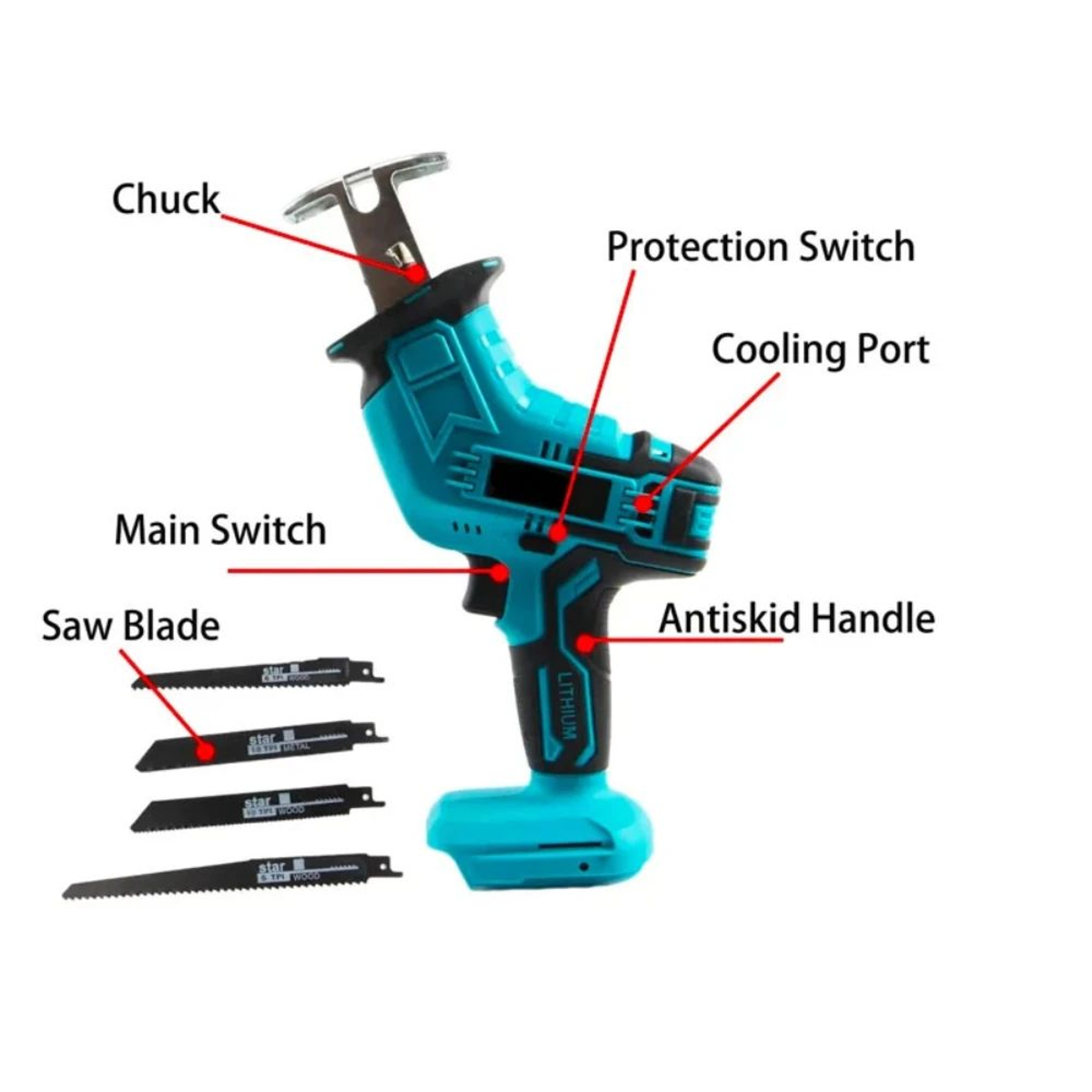 21V Cordless Reciprocating Saw With Variable Speed For Wood Metal And Pipe Cutting 1