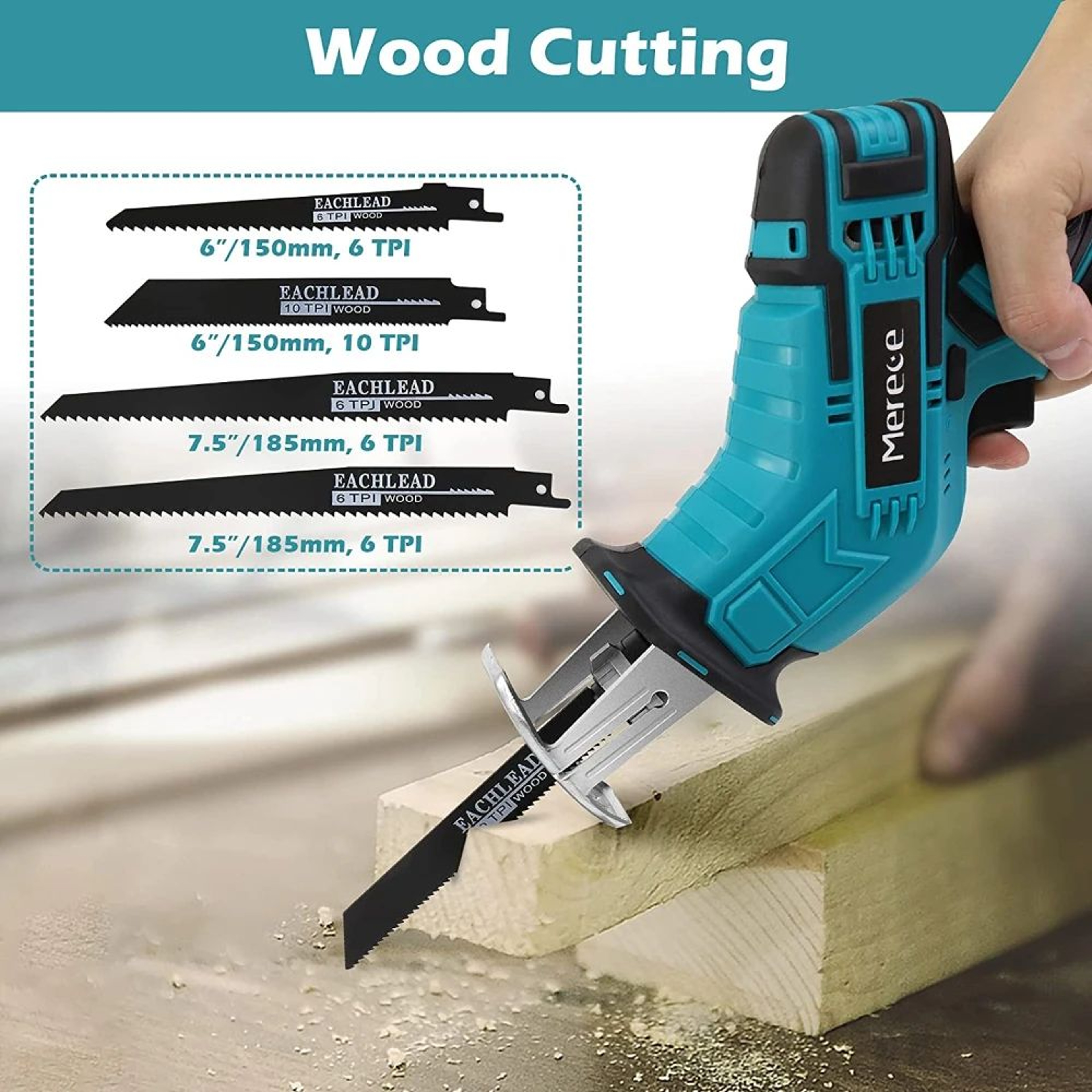 21V Cordless Reciprocating Saw With Variable Speed For Wood Metal And Pipe Cutting 4