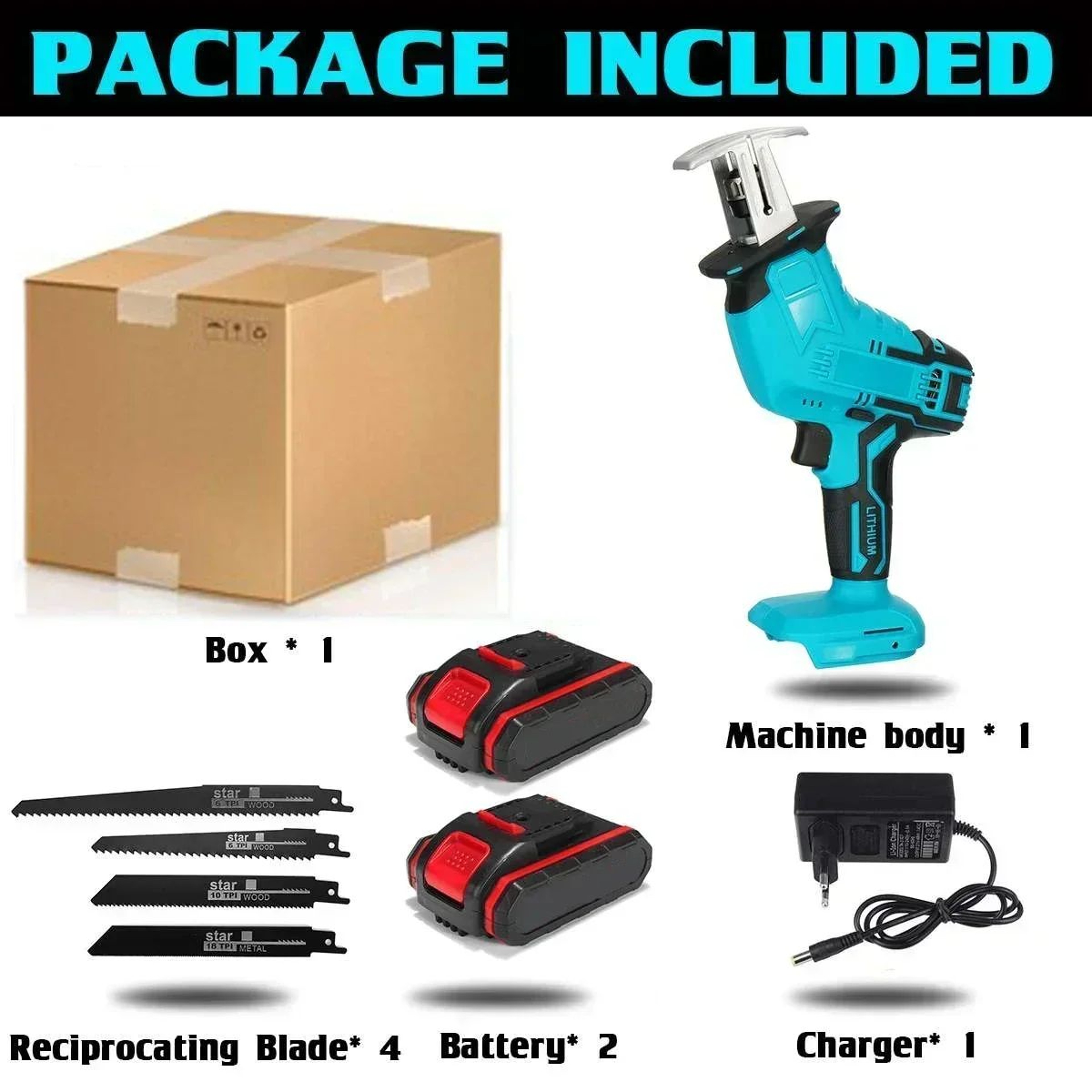 21V Cordless Reciprocating Saw With Variable Speed For Wood Metal And Pipe Cutting 7