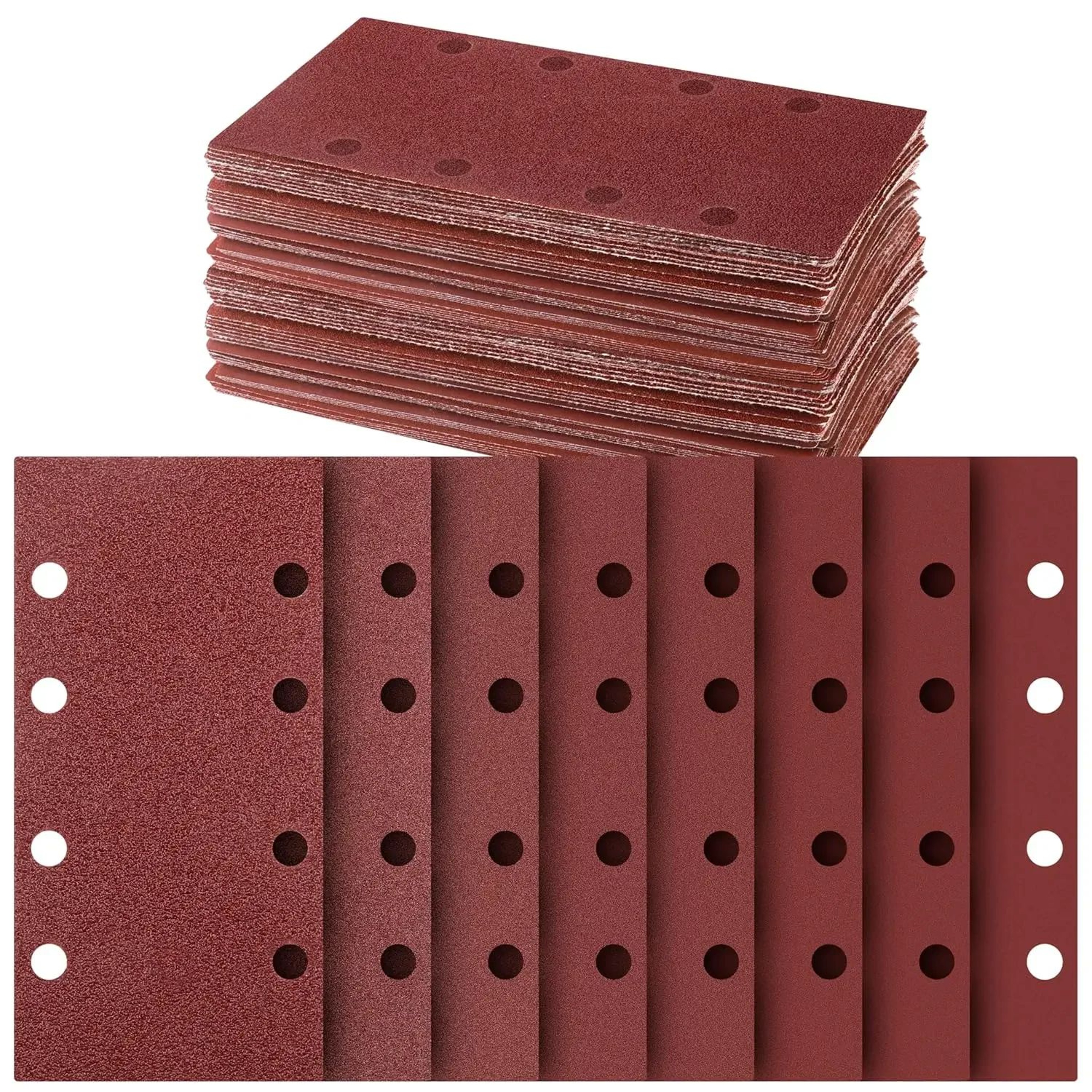 50100PCS Rectangular Sanding Sheets 366 X 728 Inch 8Hole Hook And Loop Sandpaper 40400 Grit 5