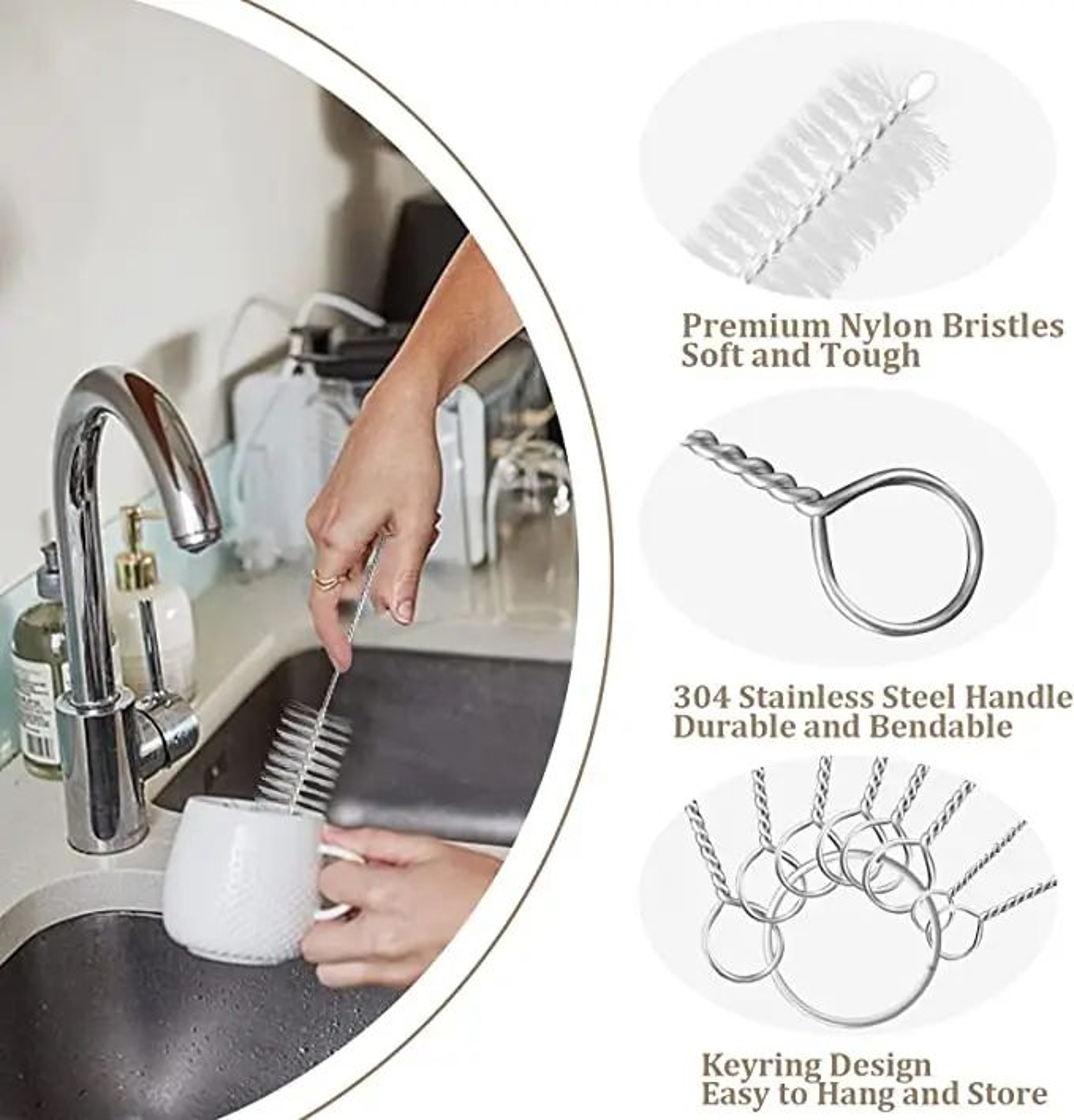 MultiPurpose Nylon Cleaning Brush Set For Straws Spray Guns And Precision Tools 3