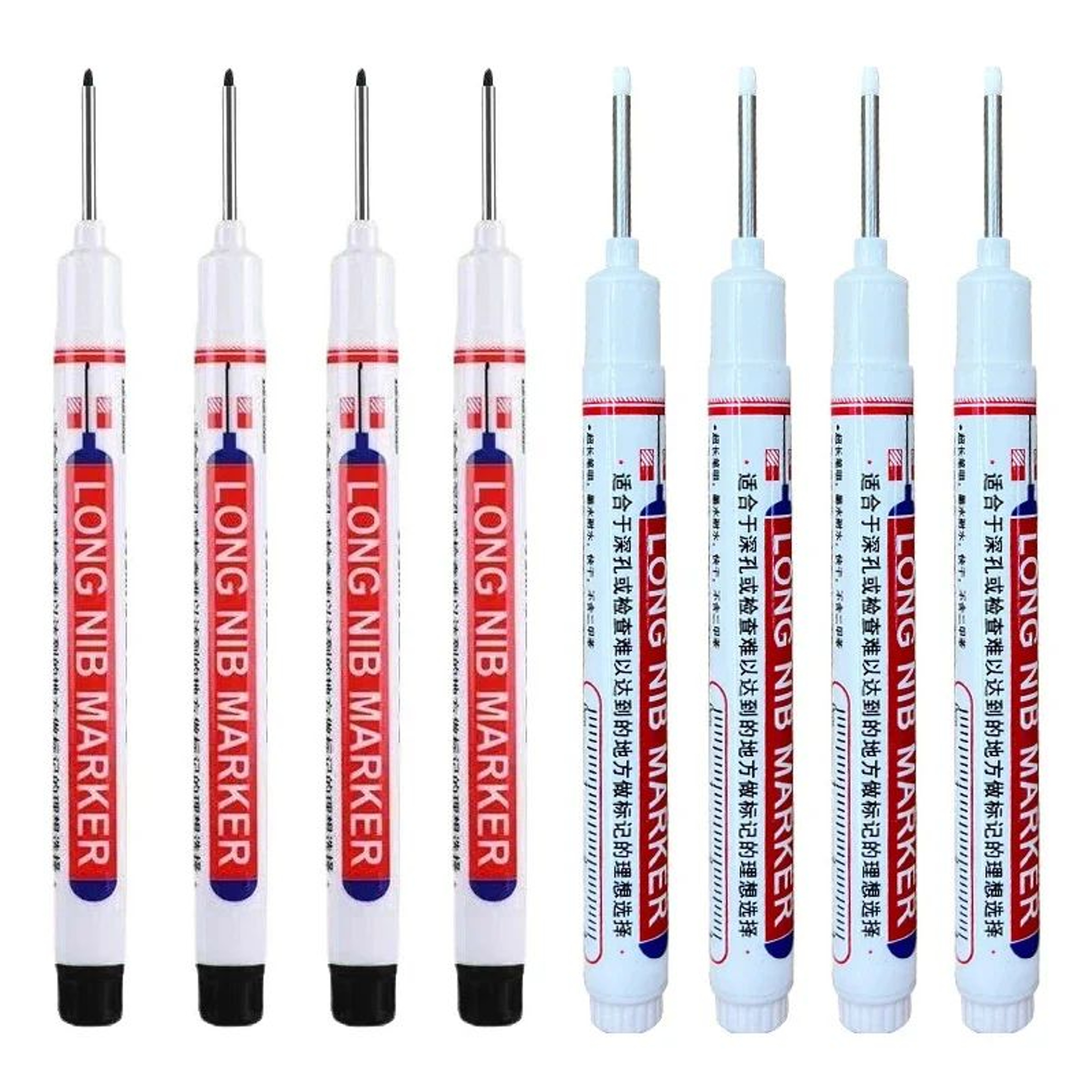 8PCS 20mm Deep Hole Marker Pens Waterproof Long Nib Marking Tools For Woodworking And Metal 8