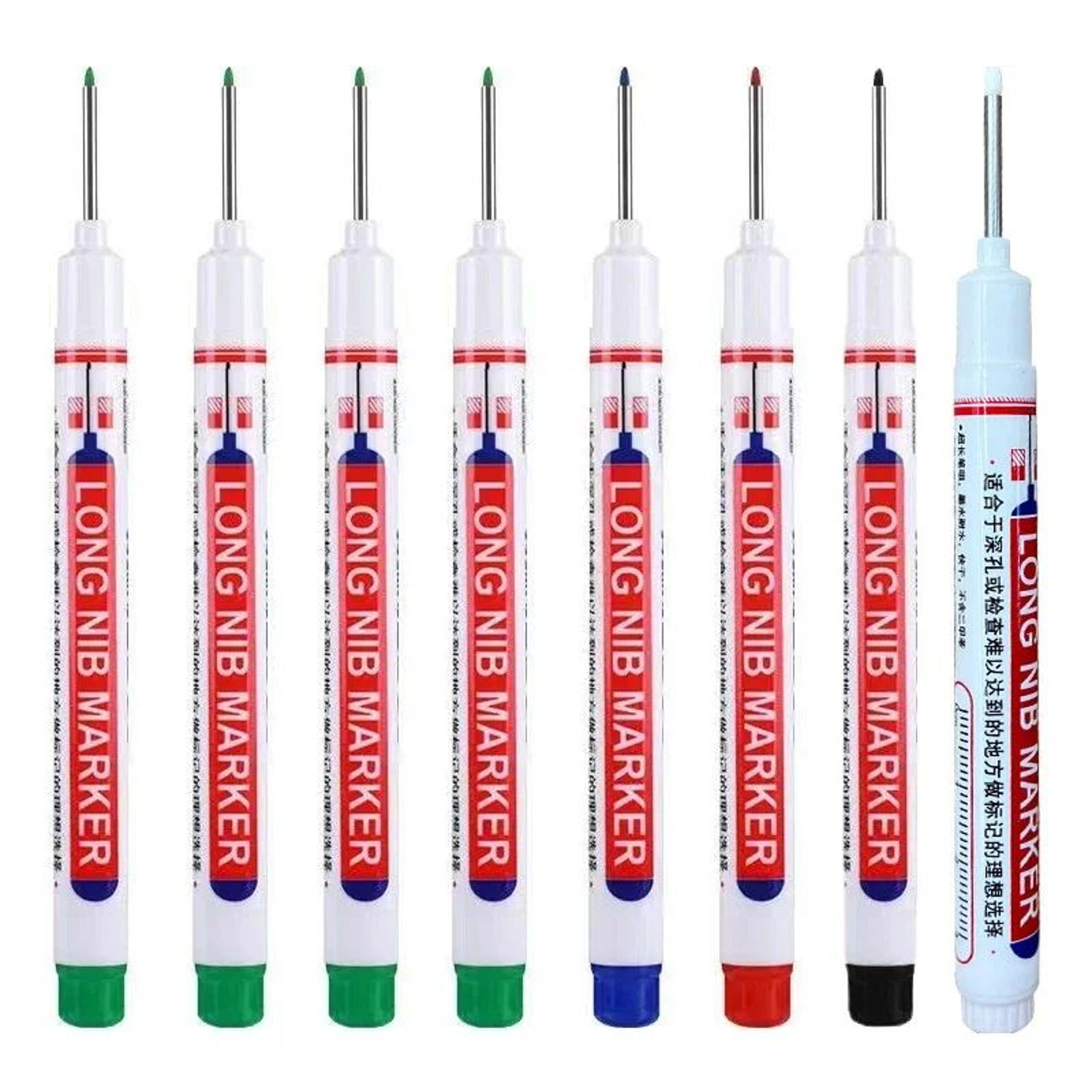 8PCS 20mm Deep Hole Marker Pens Waterproof Long Nib Marking Tools For Woodworking And Metal 27