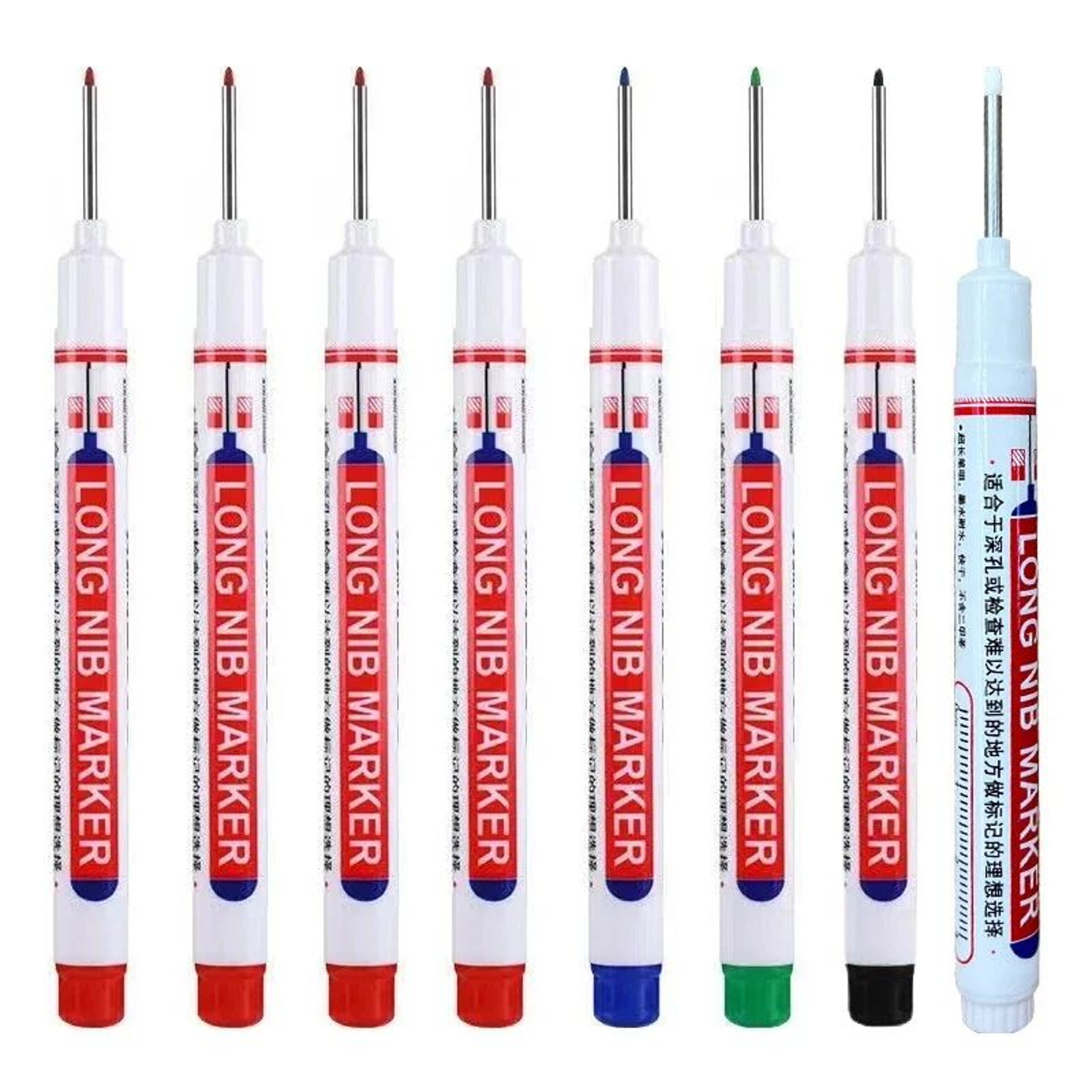8PCS 20mm Deep Hole Marker Pens Waterproof Long Nib Marking Tools For Woodworking And Metal 29